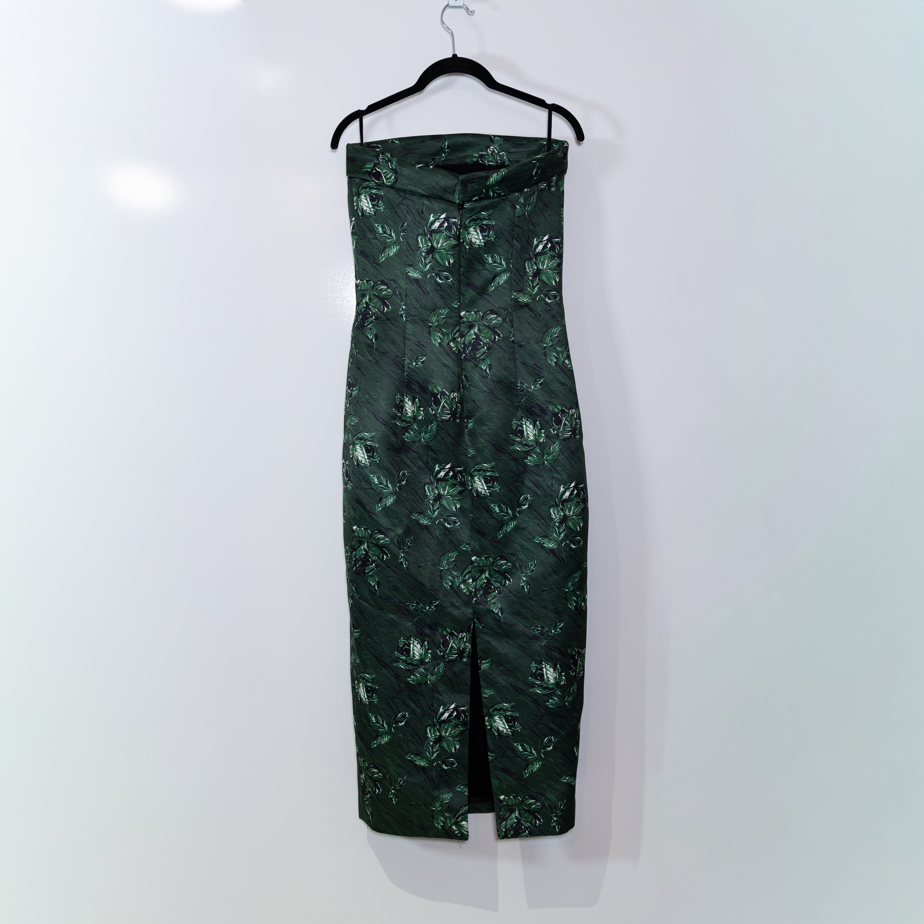 Emilia Wickstead Keeley Midi Dress Green Roses On Marble Print Taffeta Faille 6