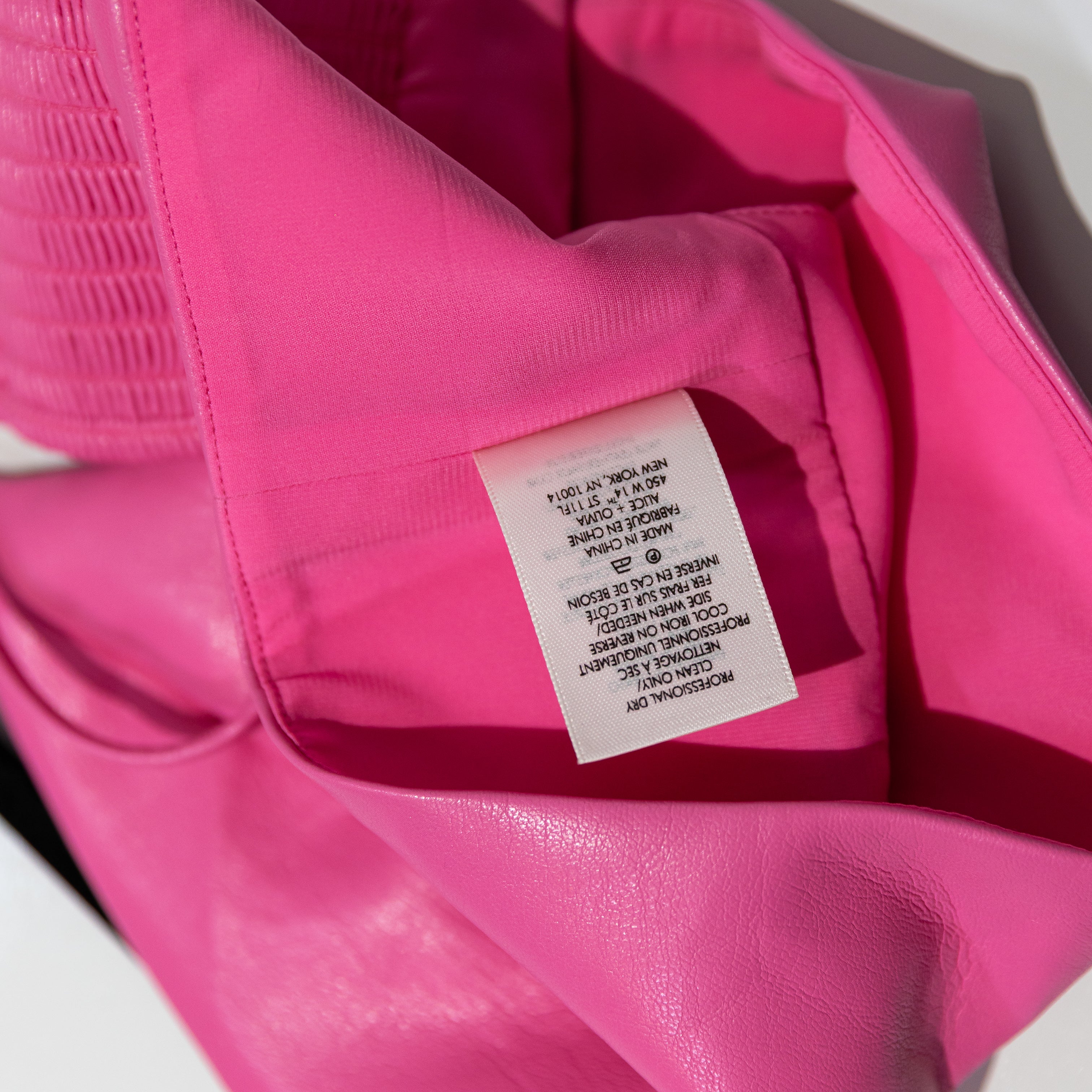 NEW Alice And Olivia Carli Faux Vegan Leather Triangle Bra Crop Top French Rose