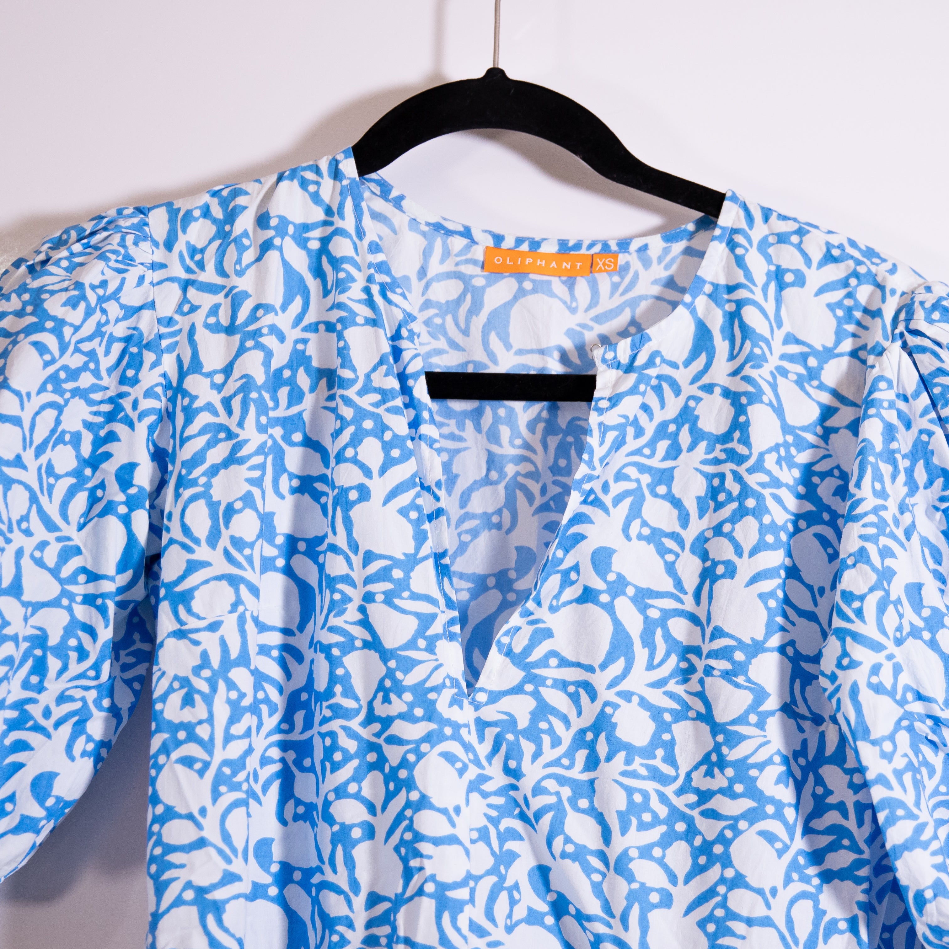 Oliphant Tuckernuck Canary Blue White Cotton Poplin Tiered Pullover Midi Dress