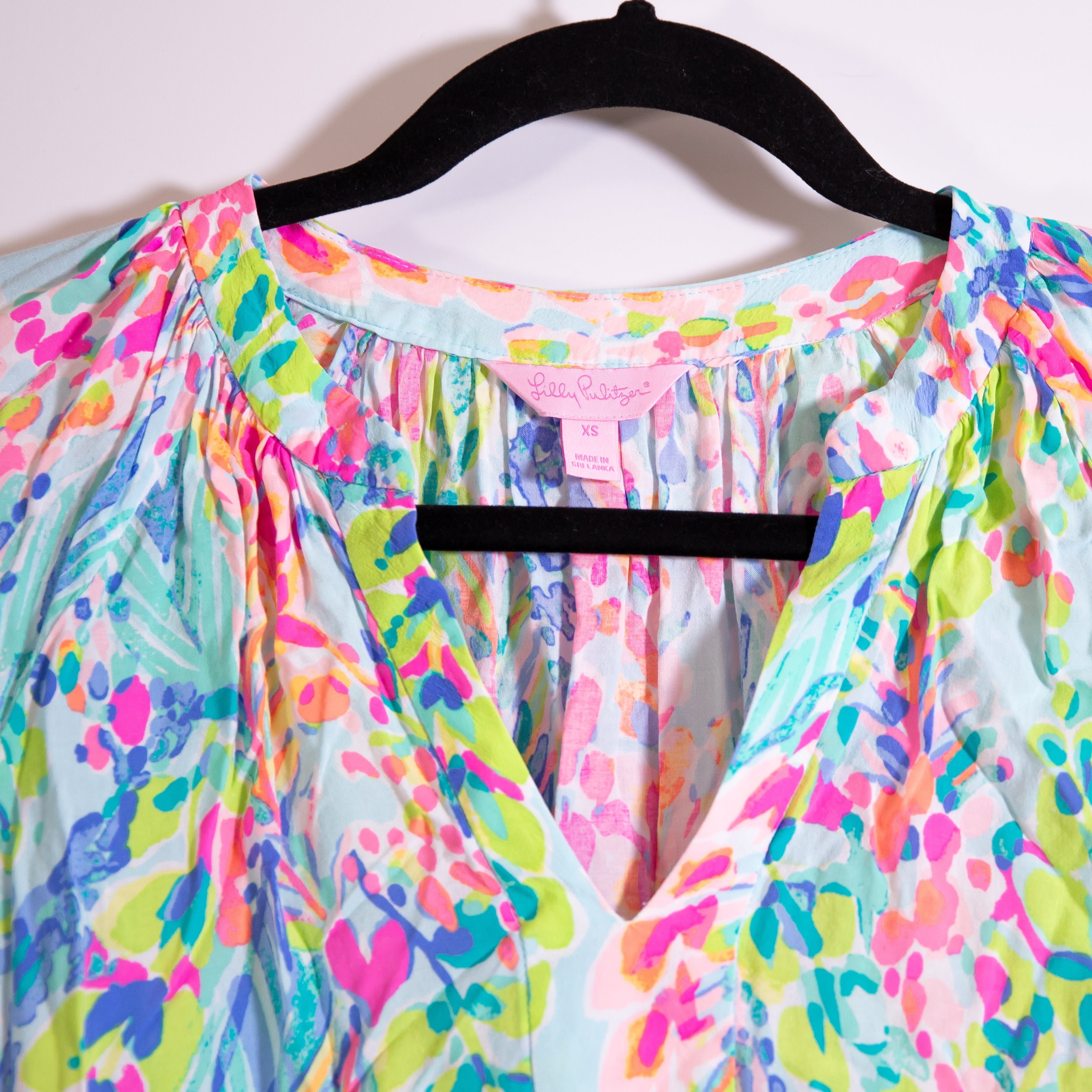 Lilly Pulitzer Martinique Lightweight V Neck Long Sleeve Catch The Wave Blouse