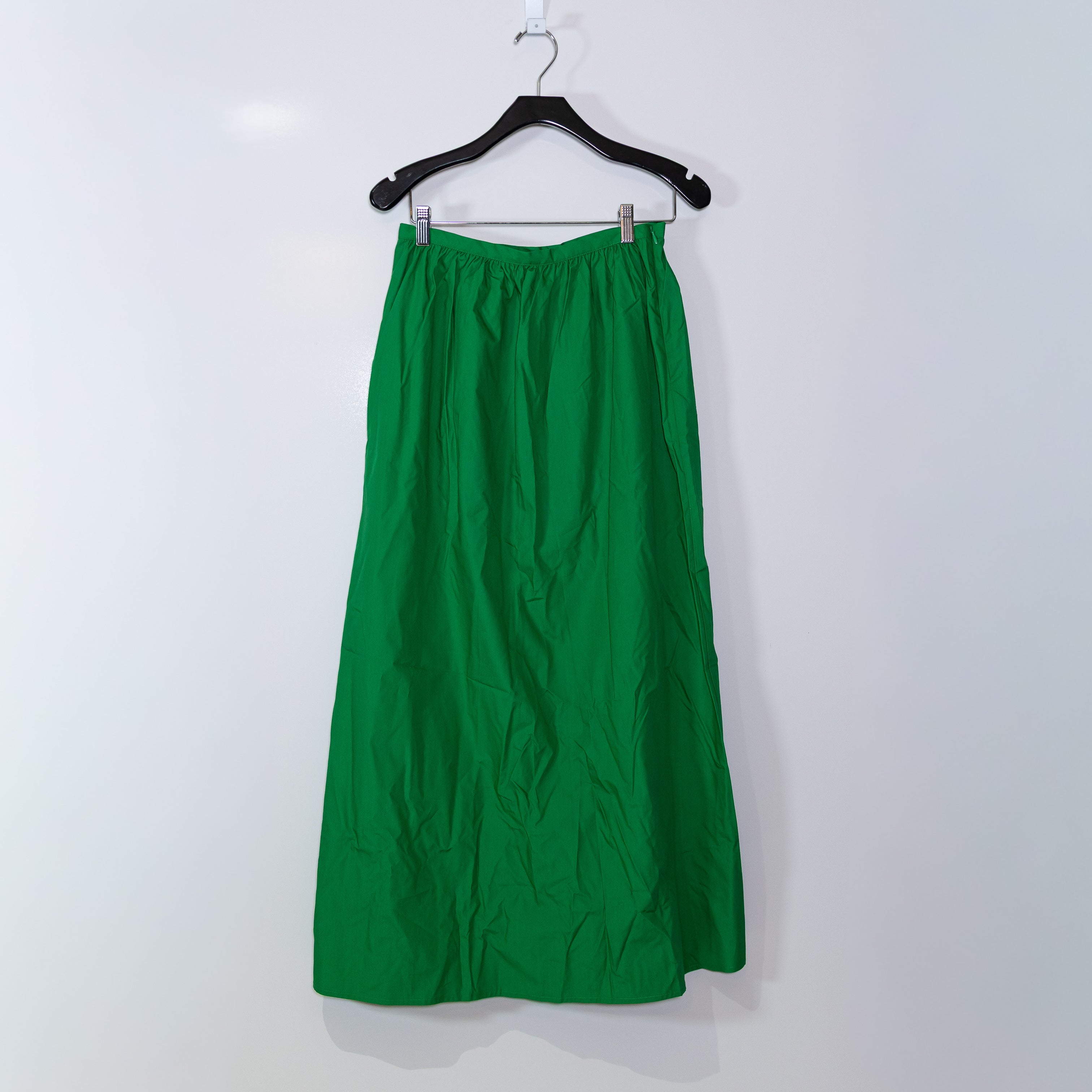 NEW MNG Mango Cotton Poplin Mid Rise A Line Midi Skirt Kelly Green Small