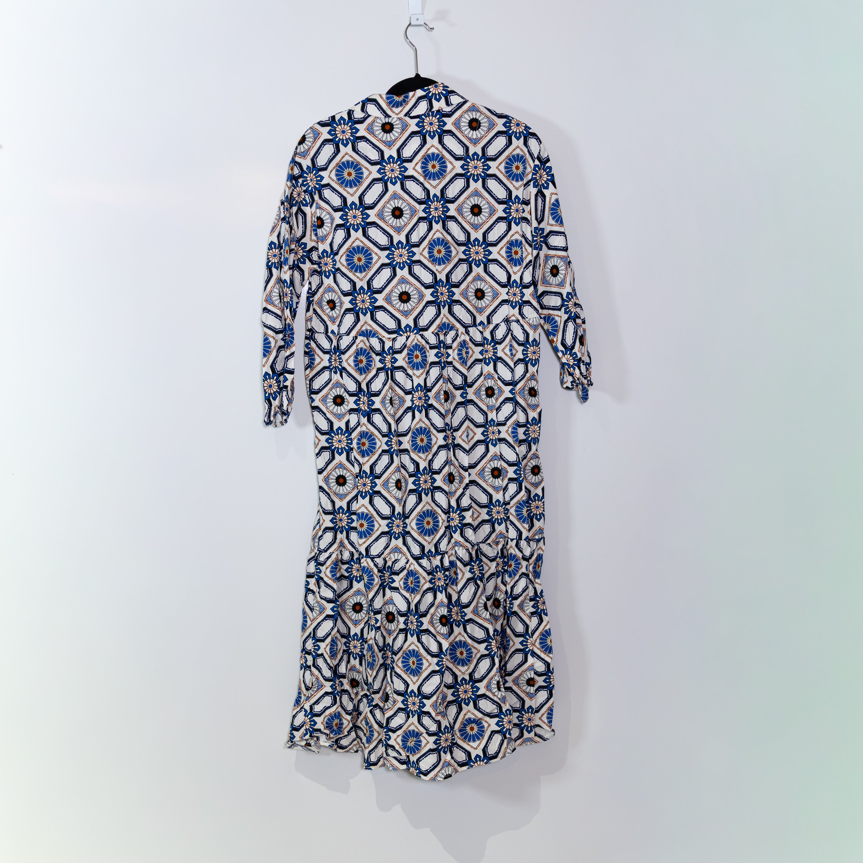 Maeve Anthropologie Bettina Tiered Cotton Poplin Collared Shirt Midi Dress M