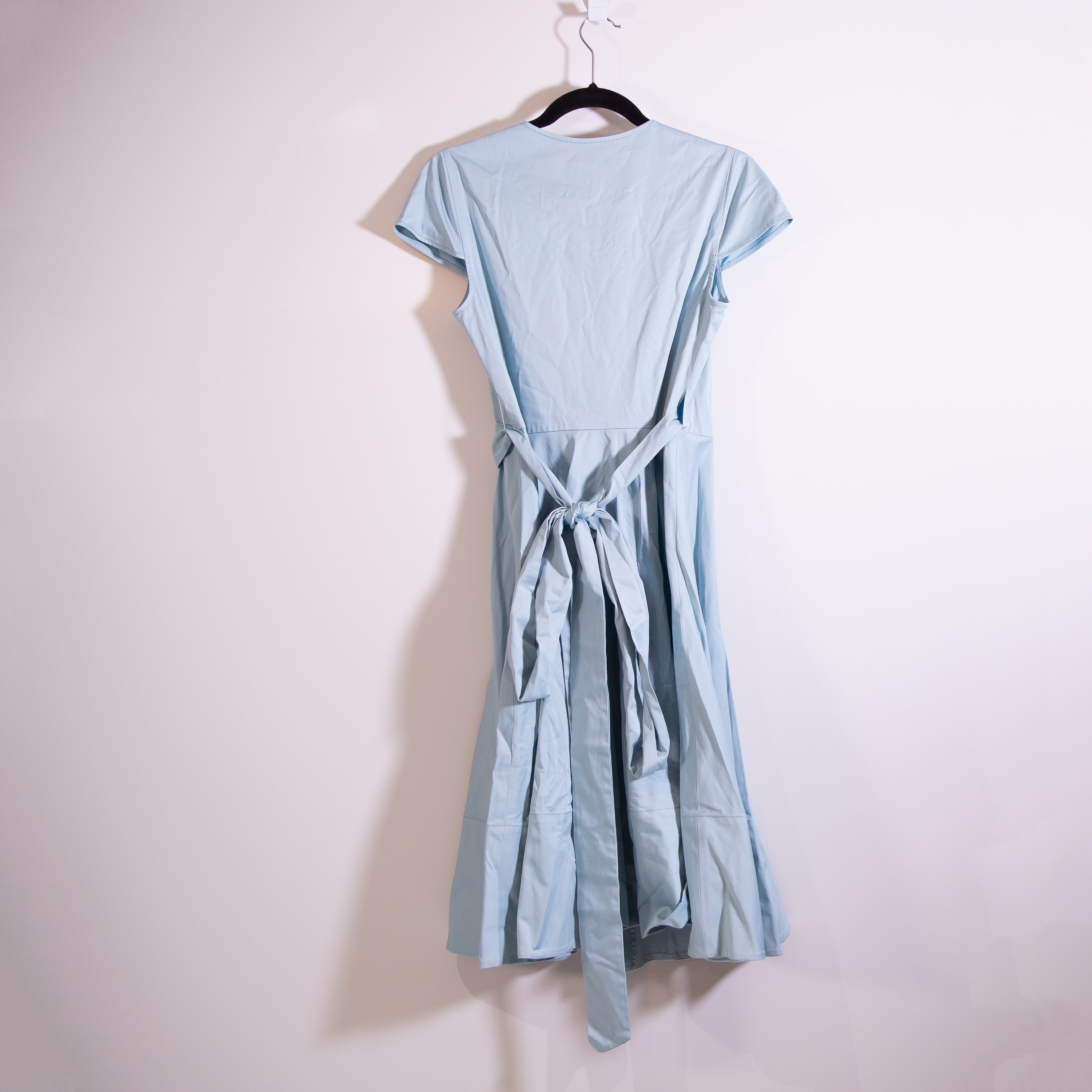 Gal Meets Glam Addison Cotton Poplin V Neck Wrap Midi Dress Sea Breeze Blue 4