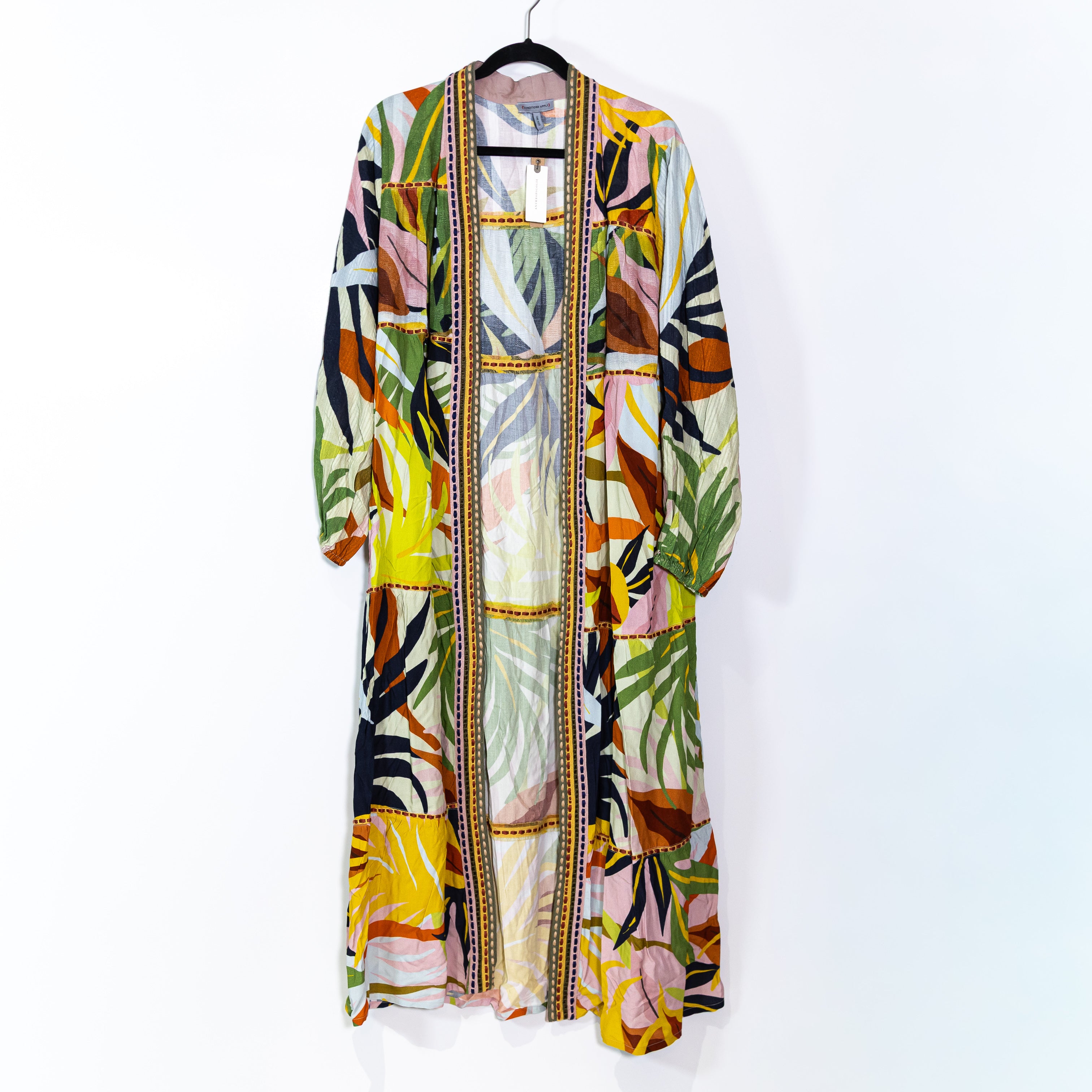 NEW Conditions Apply x Anthropologie Bl-nk Tiered Leaf Duster Tropical Cardigan