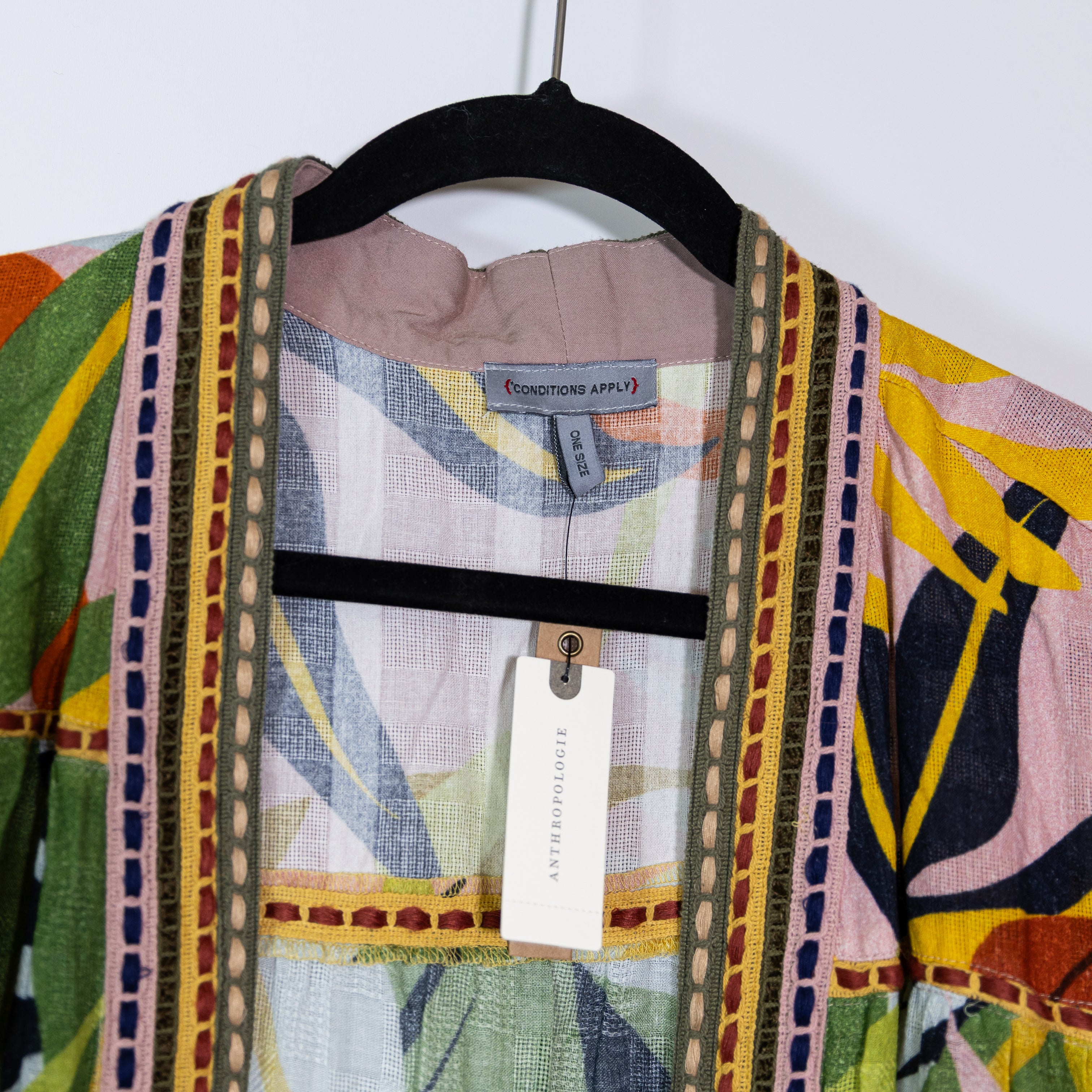 NEW Conditions Apply x Anthropologie Bl-nk Tiered Leaf Duster Tropical Cardigan