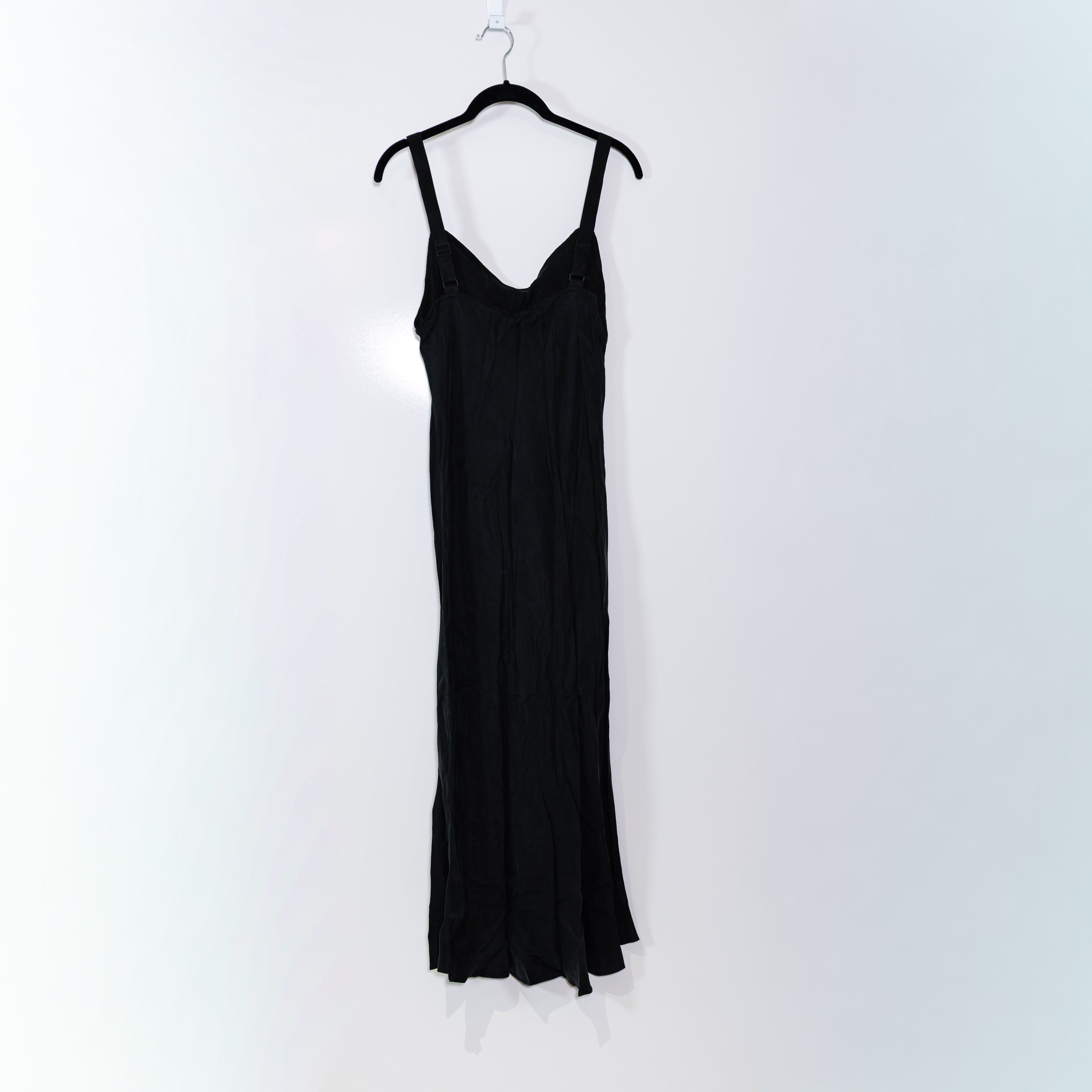 NEW J. Crew Gwyneth V Neck Slip Sleeveless Tank Midi Dress In Cupro Blend Black