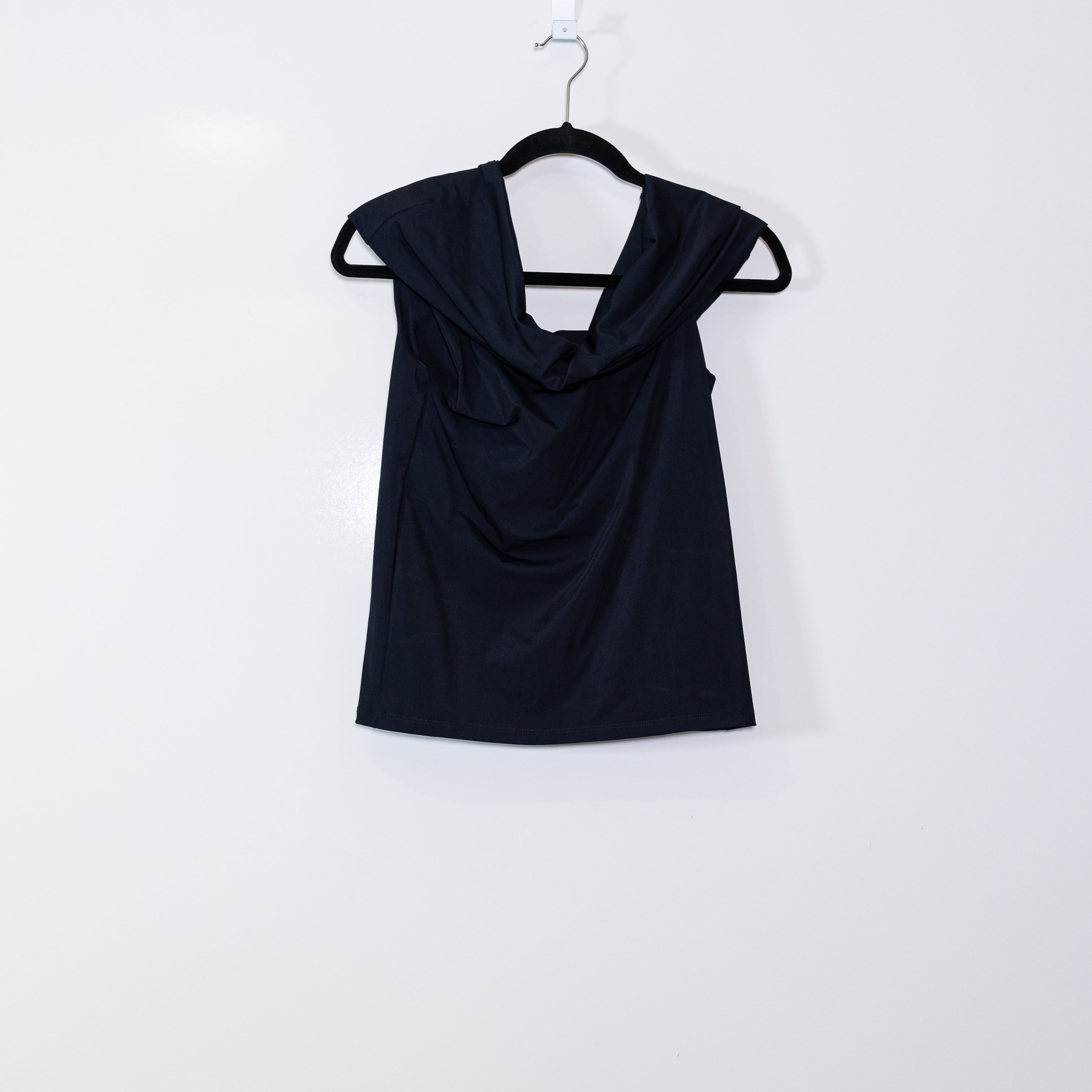 NEW Rohe Asymmetrical Off The Shoulder Jersey Stretch Knit Top Blouse Noir Black