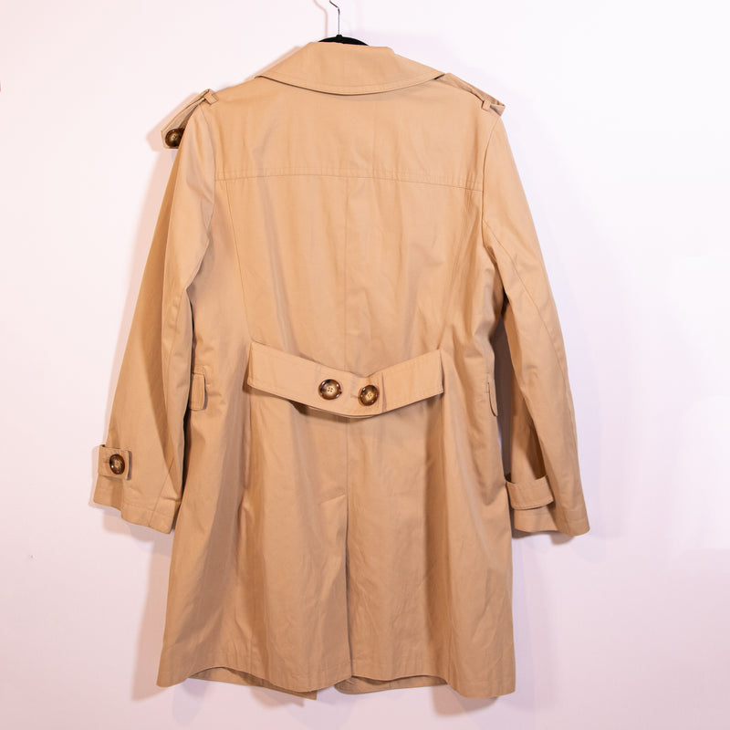 MICHAEL Michael Kors Cotton Poplin Button Front Collared Trench Coat Jacket L