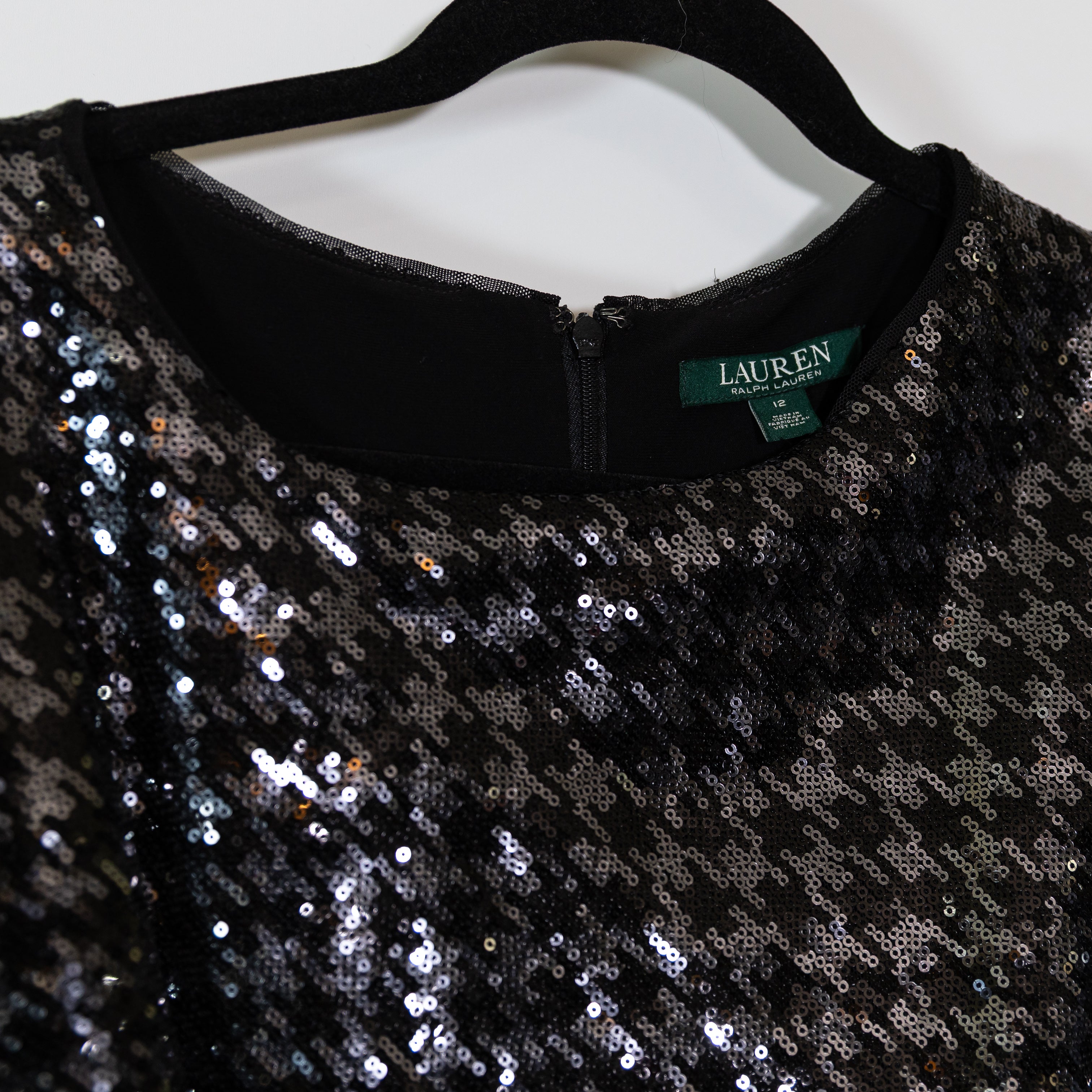 LAUREN Ralph Lauren Women's Sequin Sparkle Embellished Mini Party Cocktail Dress