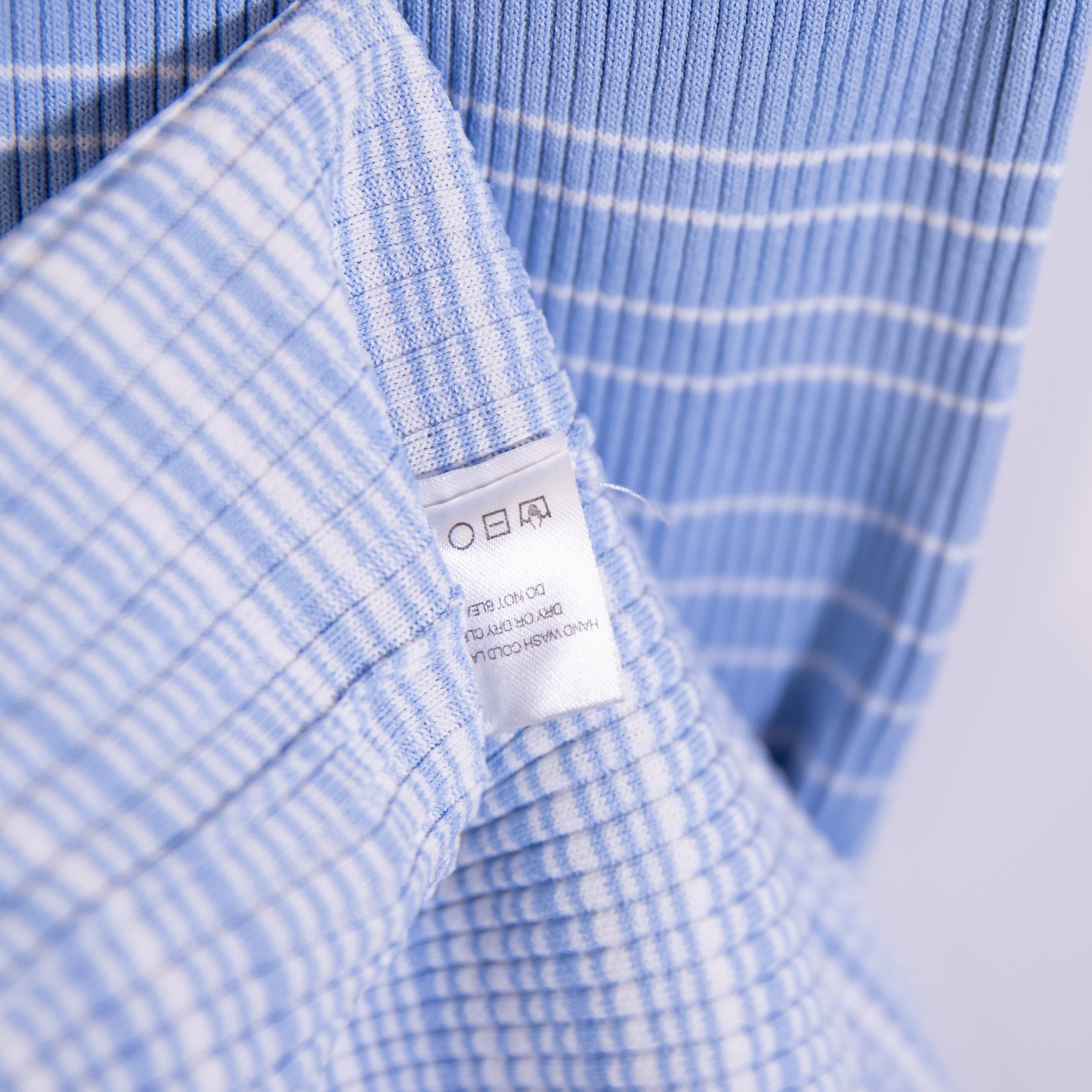 Staud Dana Blue White Stripe Sweater Knit Stretch V Neck Bodycon Midi Dress M