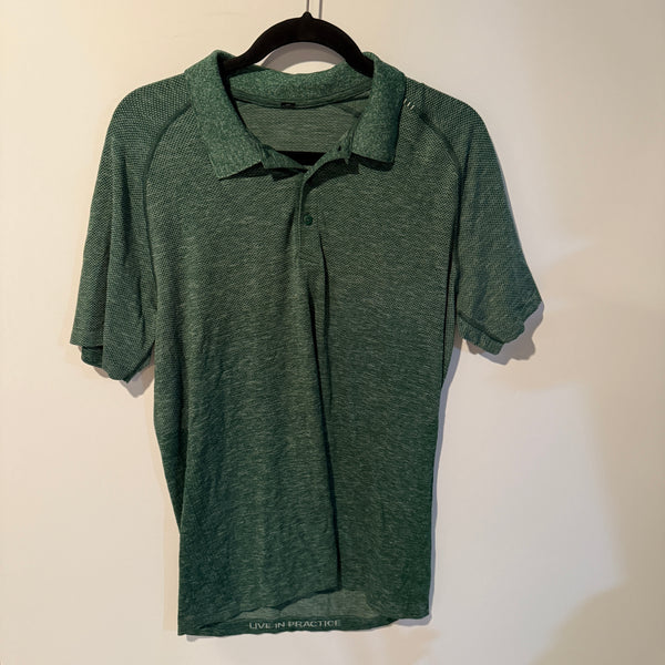 Lululemon Men's Metal Vent Tech Polo Short Sleeve Golf Shirt 2.0 Spruce Green L