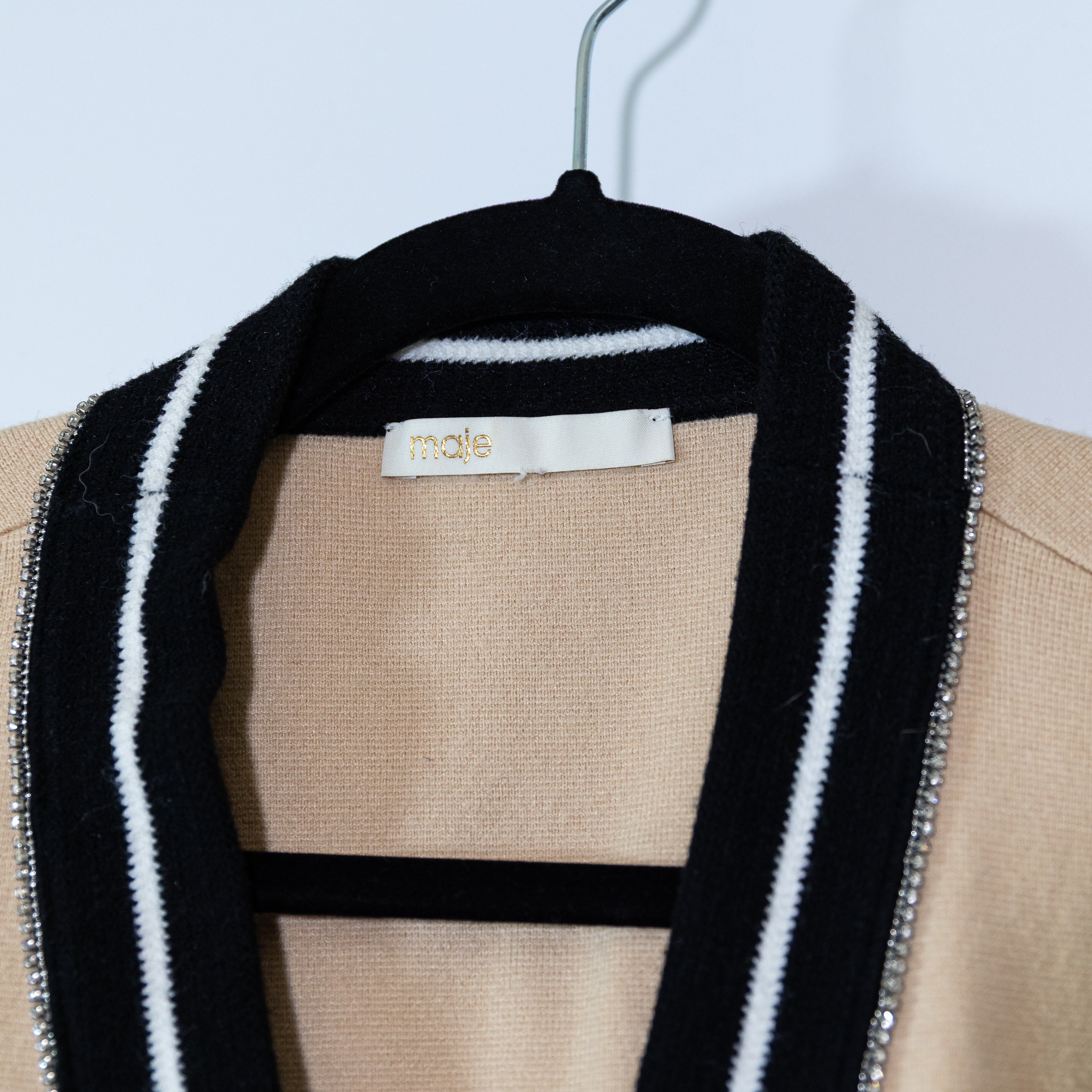 Maje Marshelli Oversized V Neck Button Front Sleeveless Knit Cardigan Sweater L