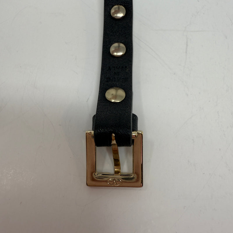Valentino Garavani Platinum Plated Rockstud Spike Embellished Leather Bracelet