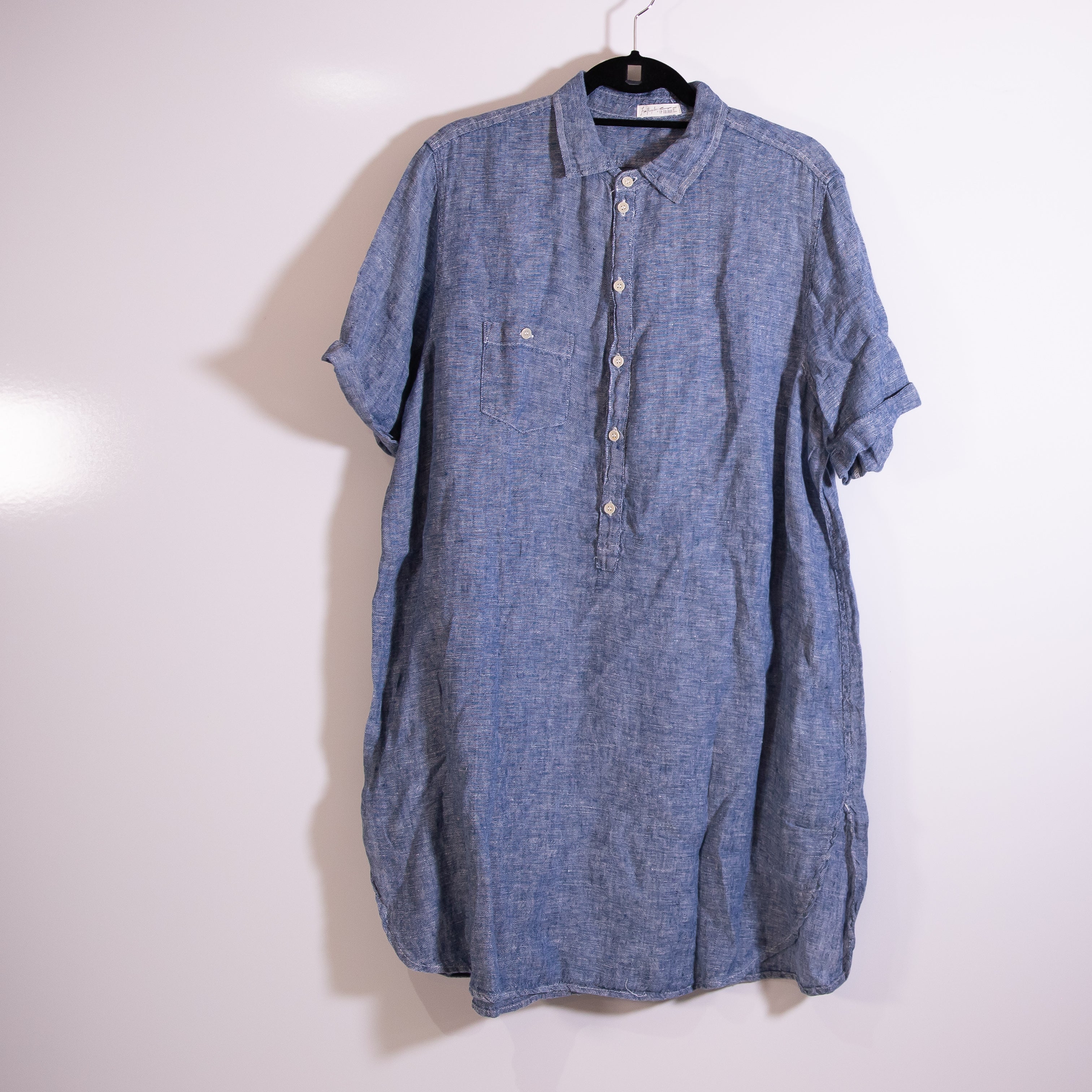 Free People x CP Shades Linen Lightweight Woven Chambray Denim Pullover Dress L