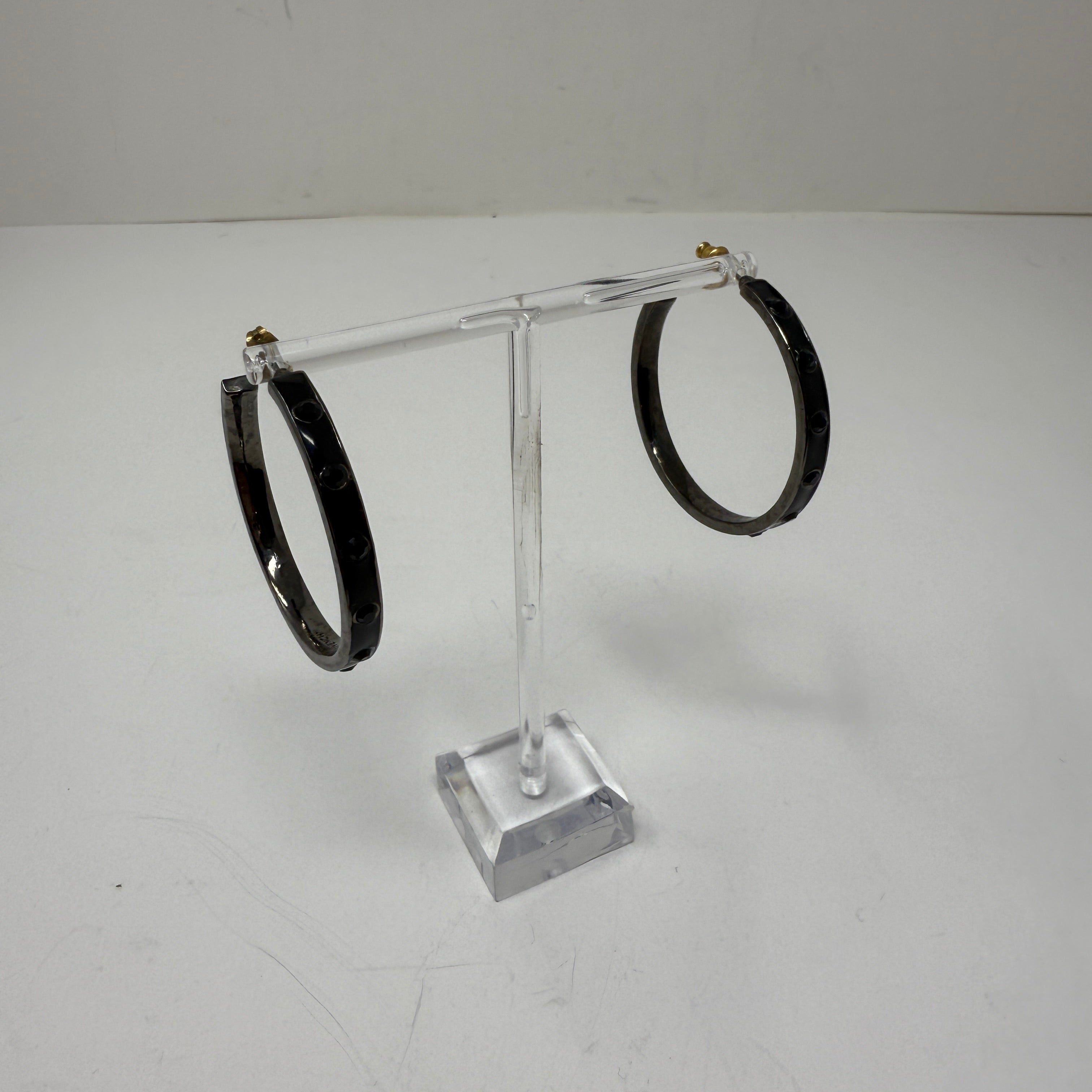 Givenchy Gray Silver Faux Crystal Jewel Hoop Earrings