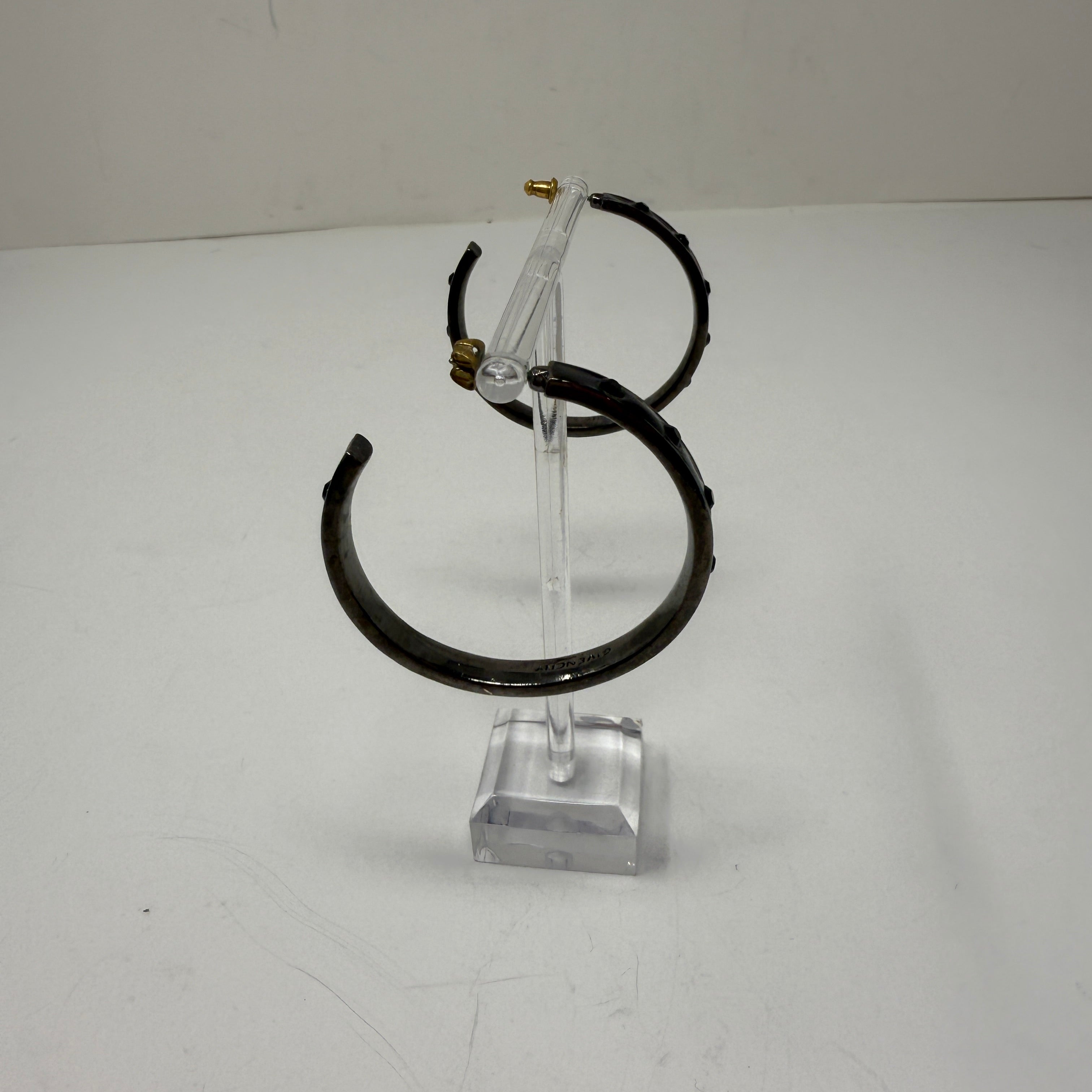 Givenchy Gray Silver Faux Crystal Jewel Hoop Earrings