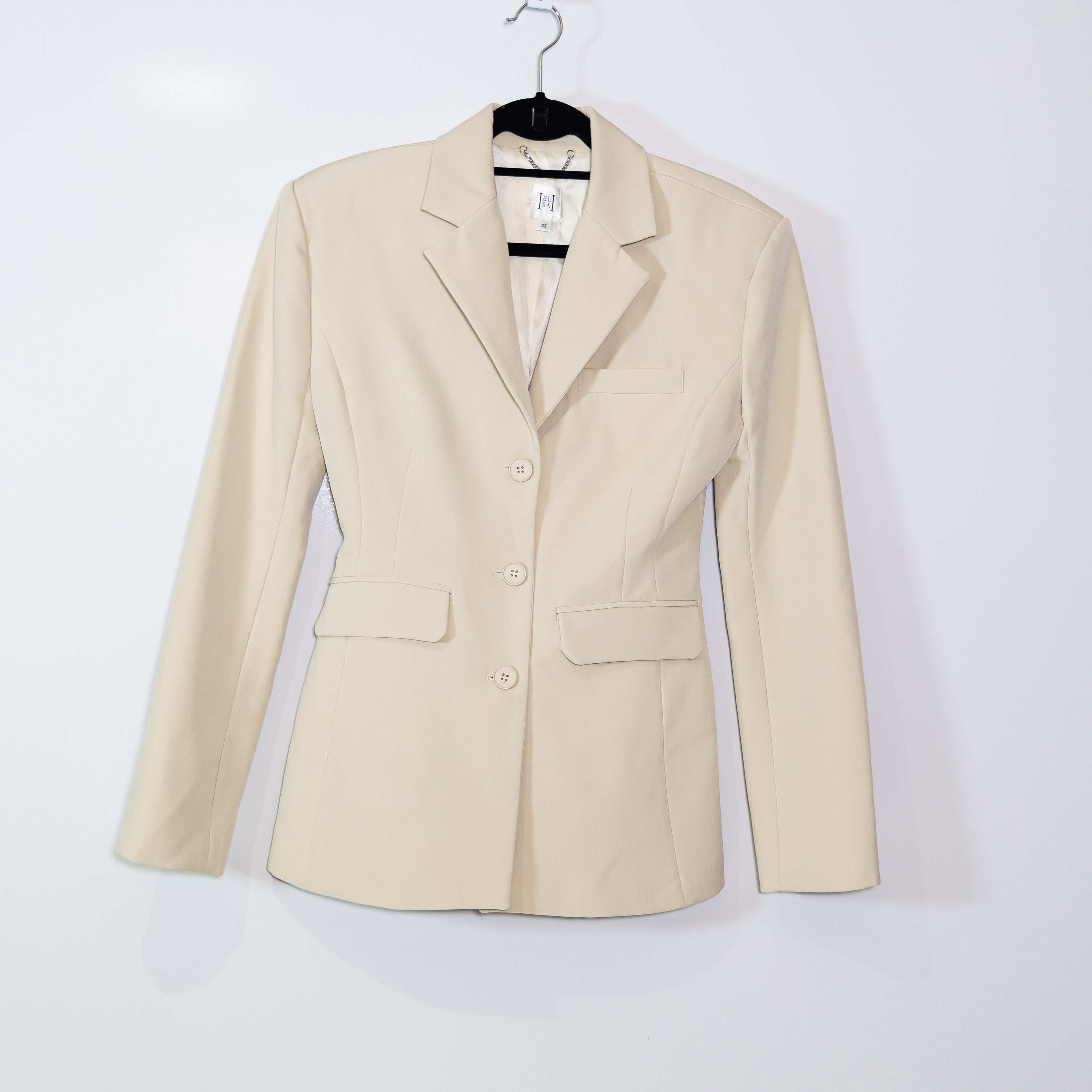 Helsa Women's Recycled Polyester Twill Button Front Blazer Jacket Ivory XS