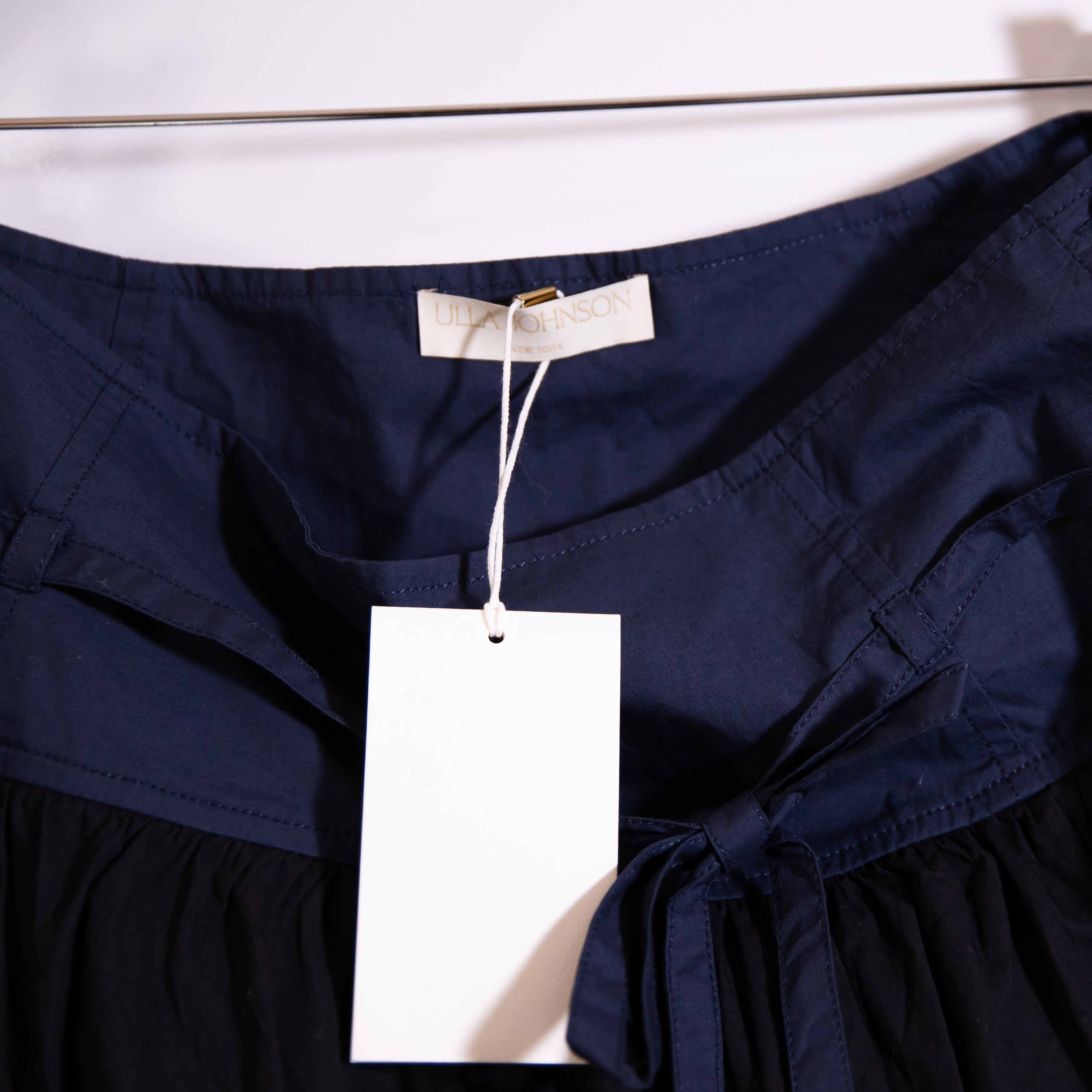 NEW Ulla Johnson Angeline Cotton Poplin Drawstring Waist Midi Skirt Twilight 12