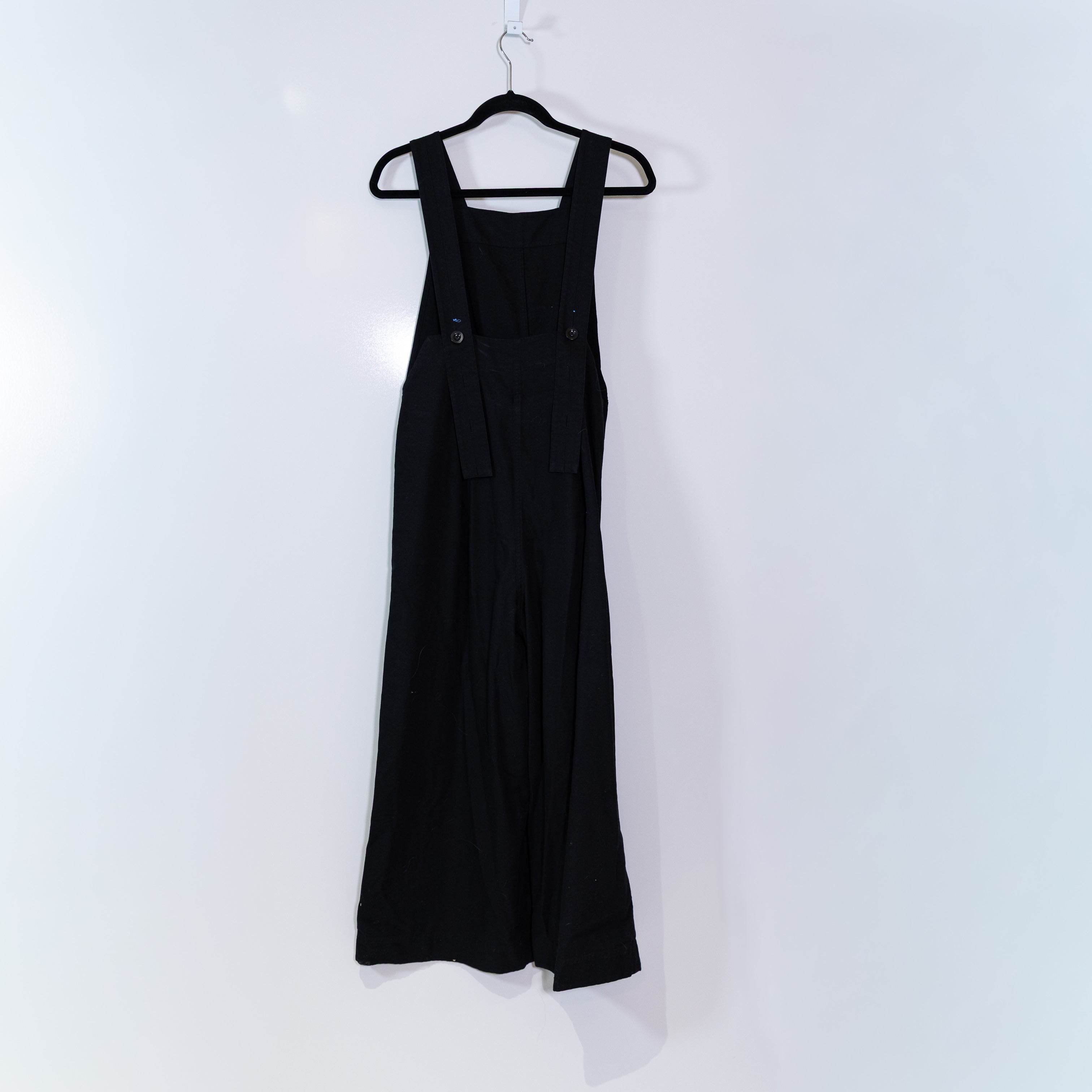 COS Cotton Blend Square Neck Full Length Jumpsuit Jumper Black Small