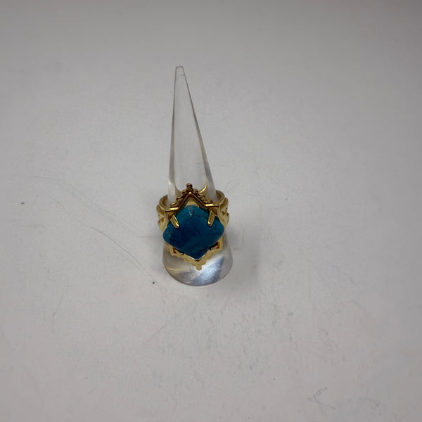 Kendra Scott x Yellow Rose Cass Vintage Gold Cocktail Ring Variegated Dark Teal&nbsp;