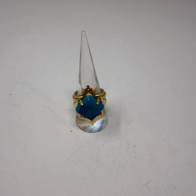 Kendra Scott x Yellow Rose Cass Vintage Gold Cocktail Ring Variegated Dark Teal&nbsp;