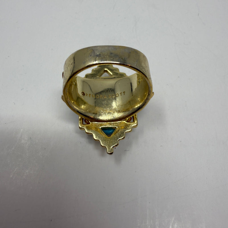 Kendra Scott x Yellow Rose Cass Vintage Gold Cocktail Ring Variegated Dark Teal&nbsp;