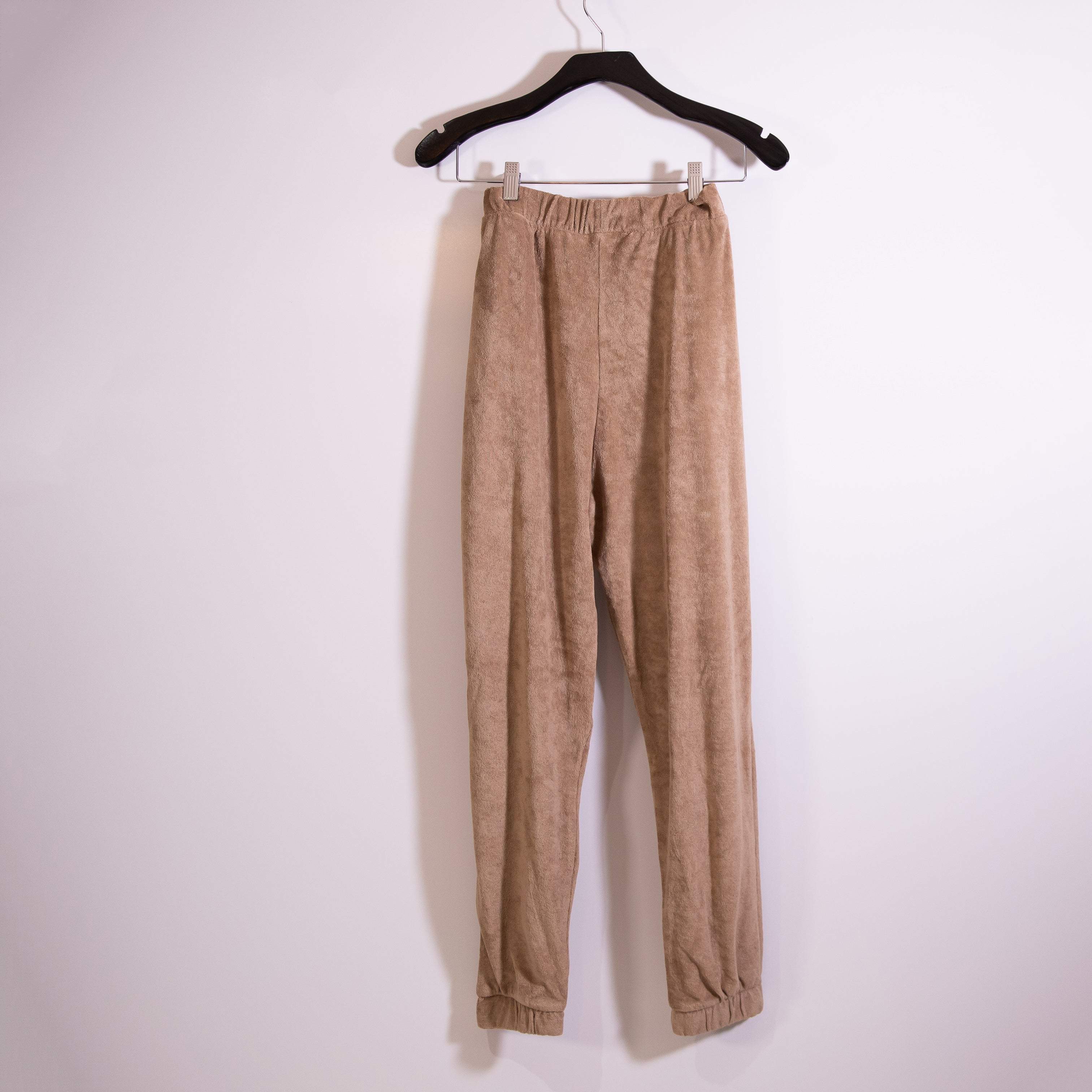 NEW Zara Women's Cotton Terry Mid Rise Ankle Crop Jogger Sweat Pants Brown Beige