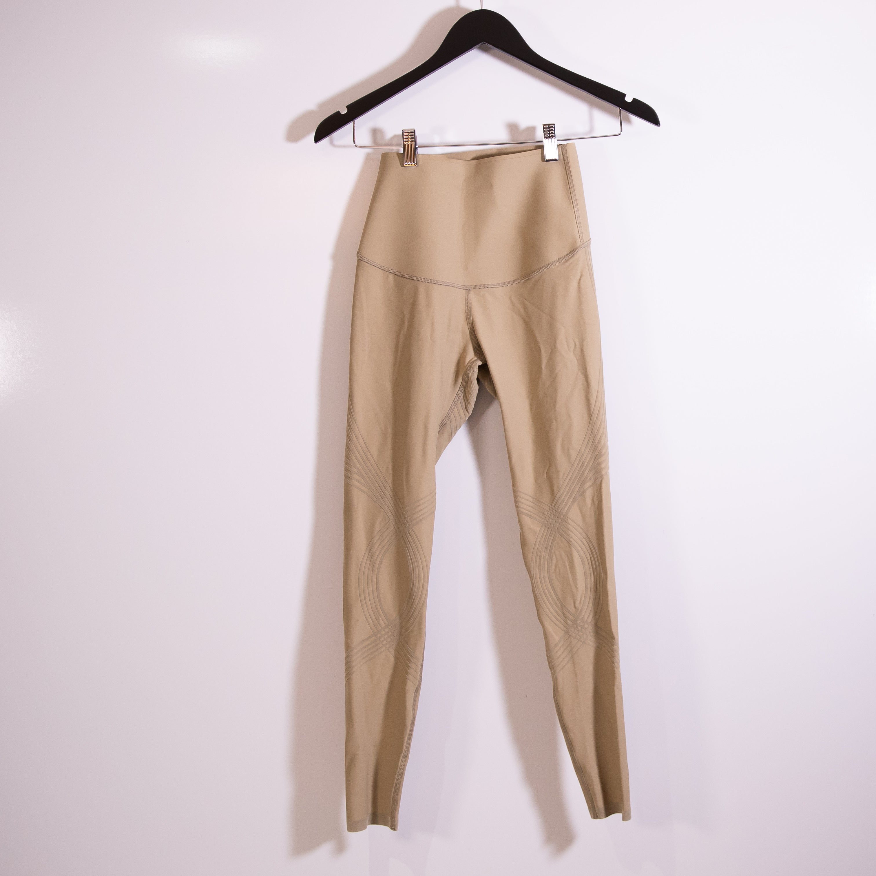 Fanka Women's Body Sculpt Reversible Athletic Work Out High Rise Leggings Beige