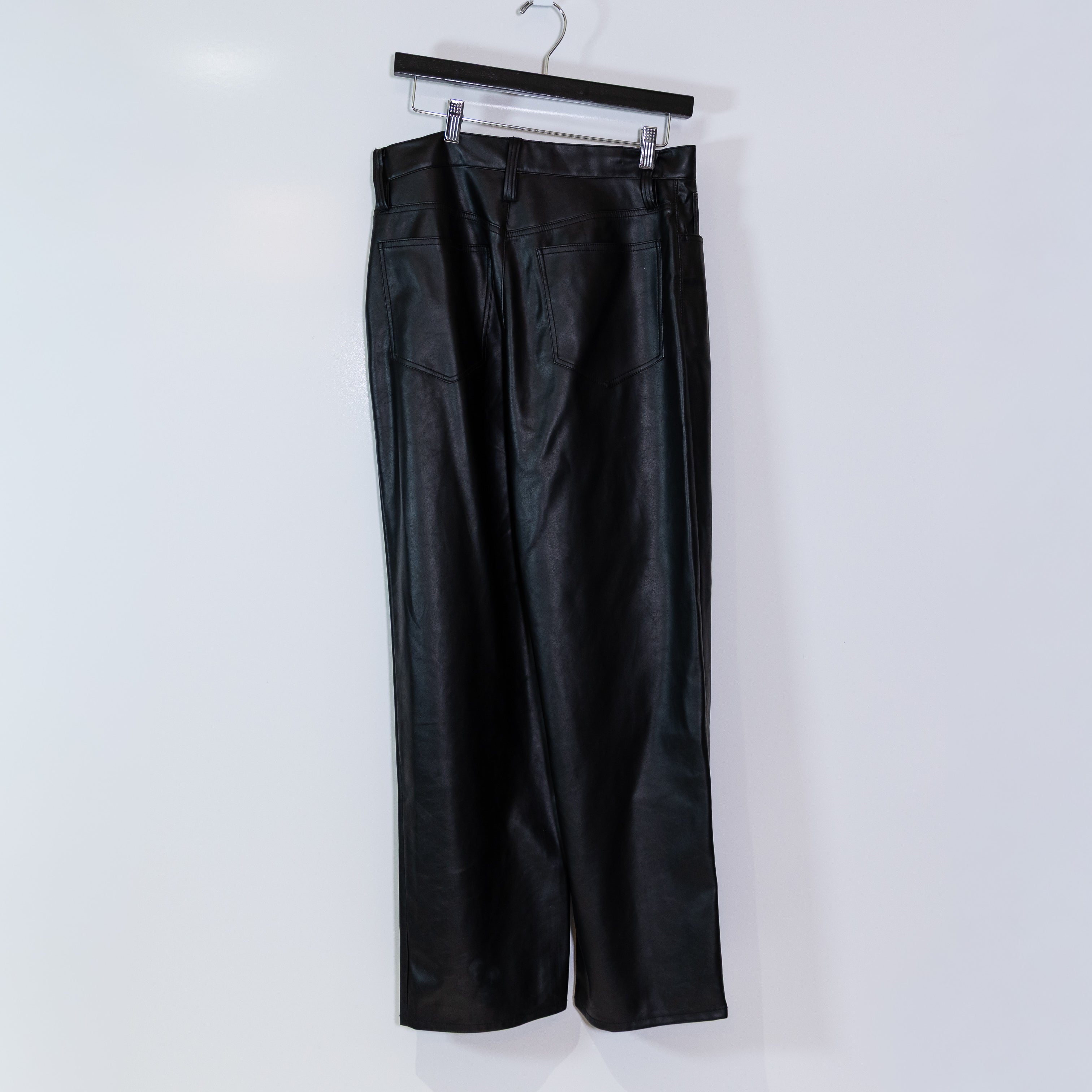Madewell The Perfect Vintage Wide-Leg Pant Faux Leather Edition Solid Black 28
