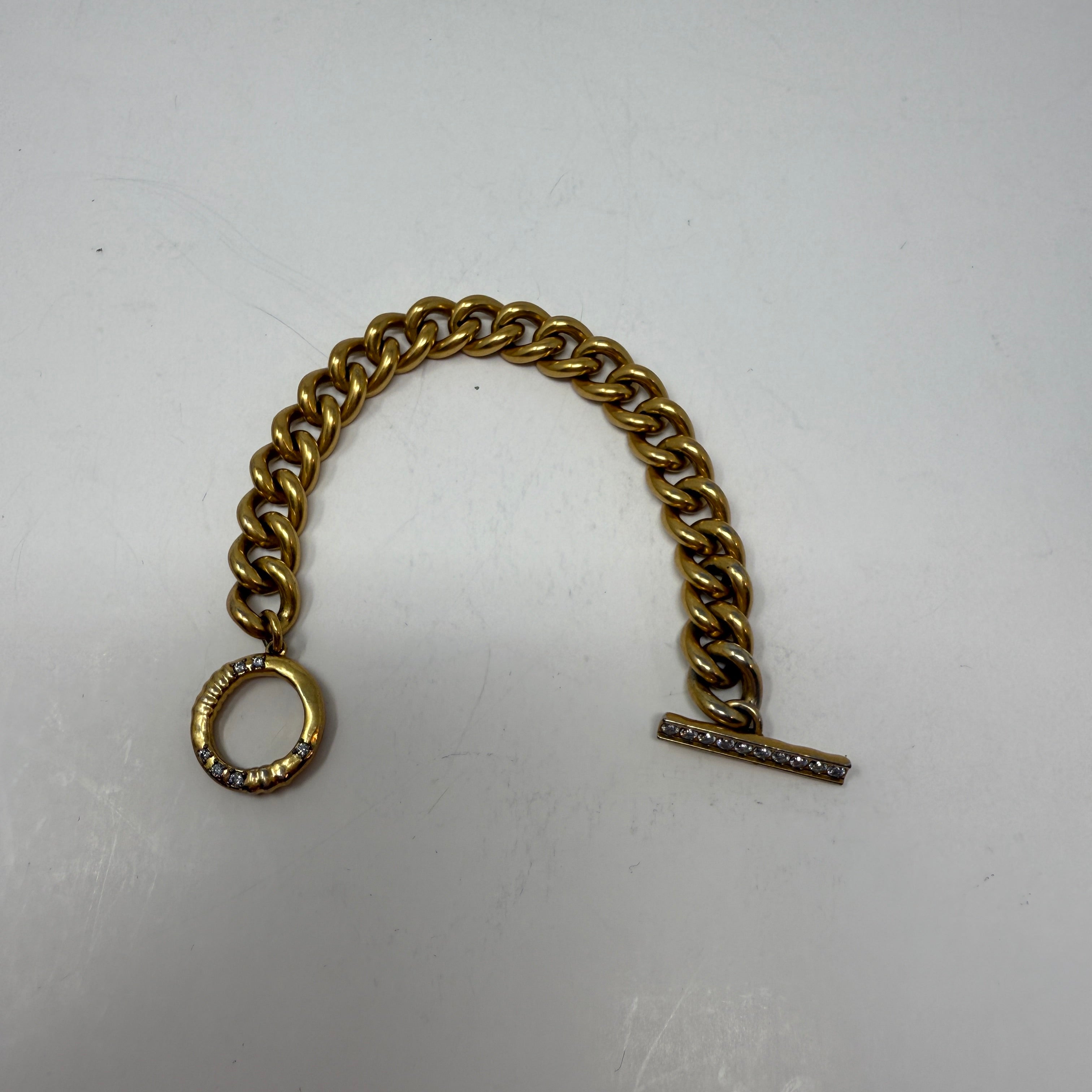 Kendra Scott Whitley 14k Yellow Gold Plated Chain Link Crystal Toggle Bracelet