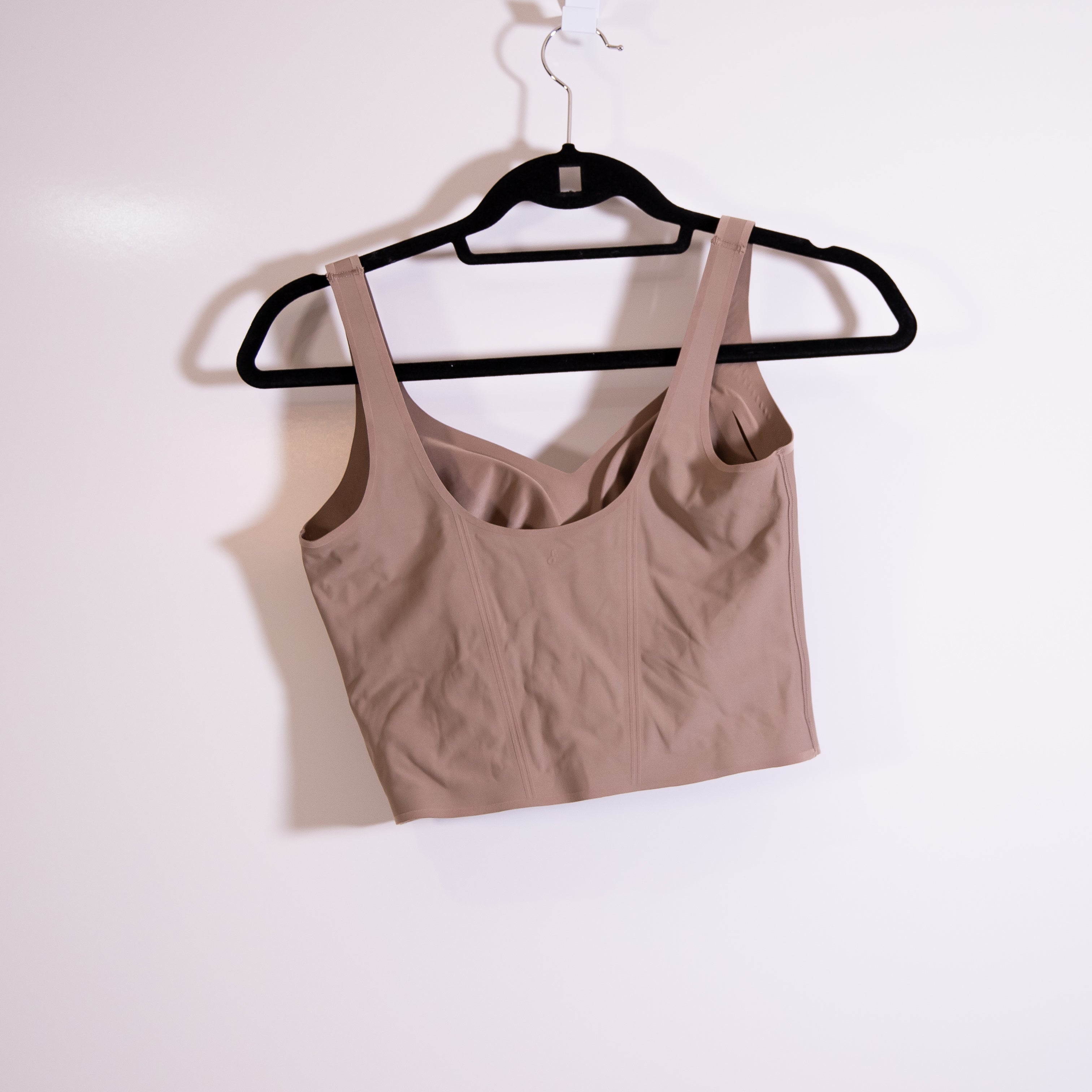 Fanka Body Sculpt Bra Supportive Athletic Work Out Crop Top Beige Brown Medium