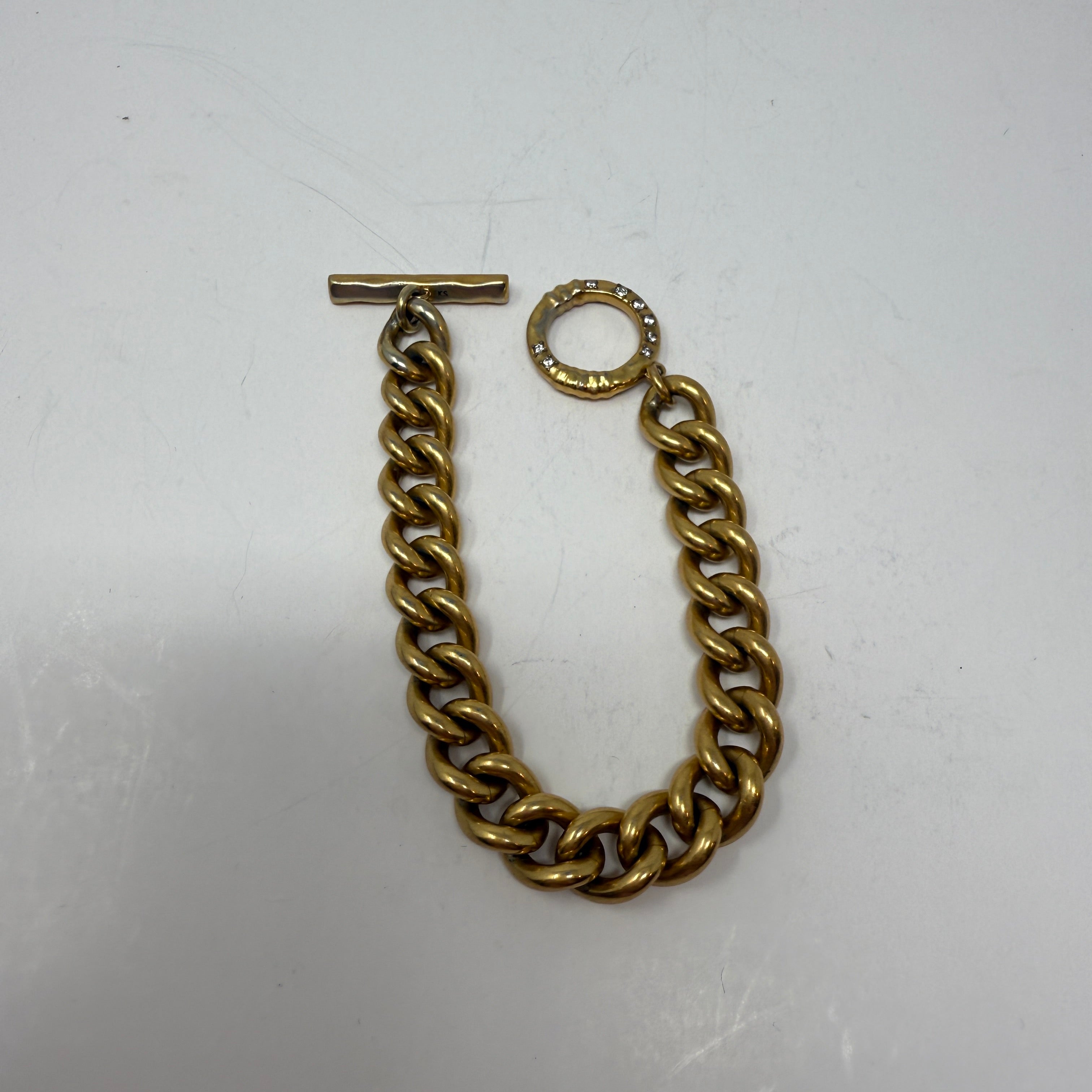 Kendra Scott Whitley 14k Yellow Gold Plated Chain Link Crystal Toggle Bracelet