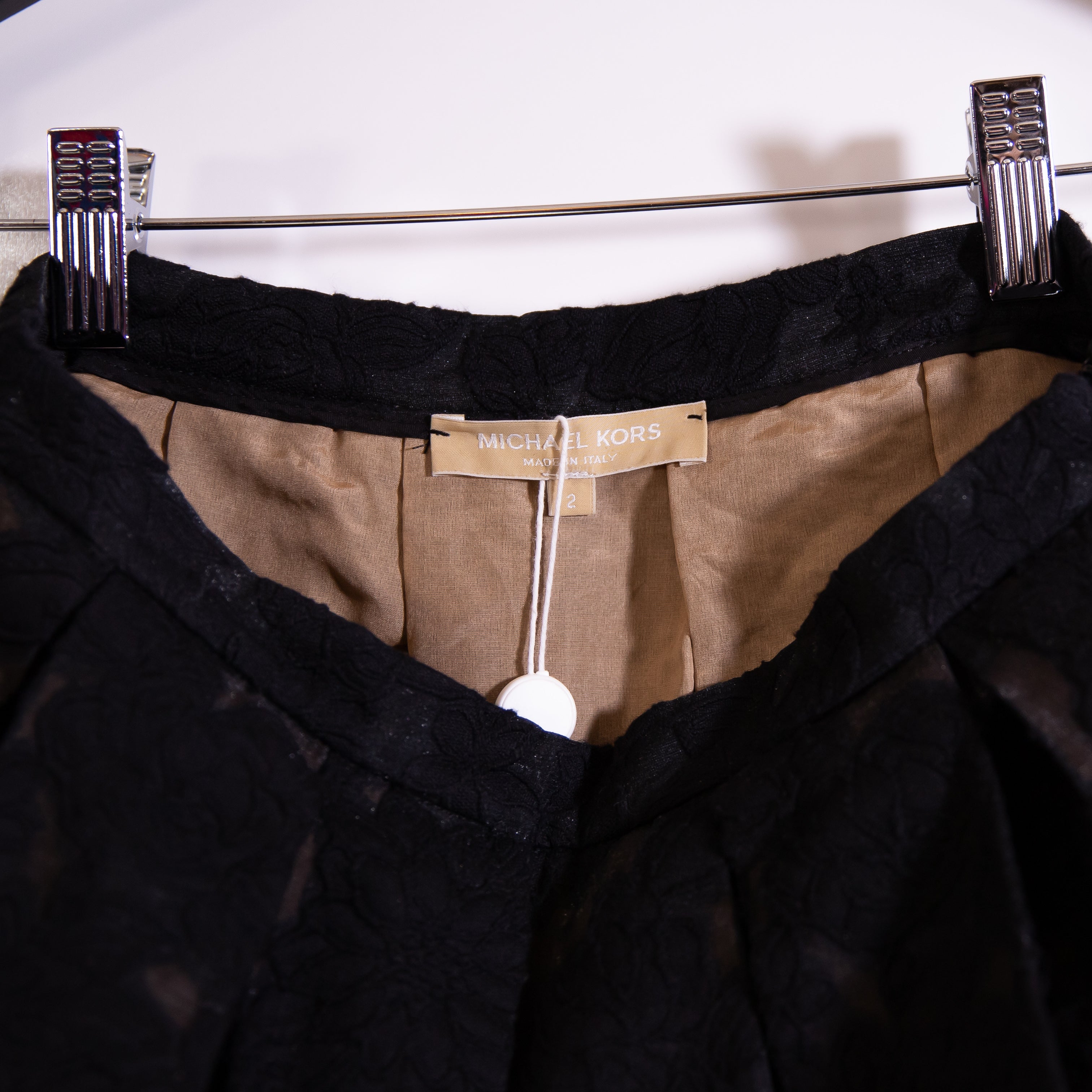 NEW Michael Kors Collection Made In Italy Cotton Silk Allover Floral Skirt Black