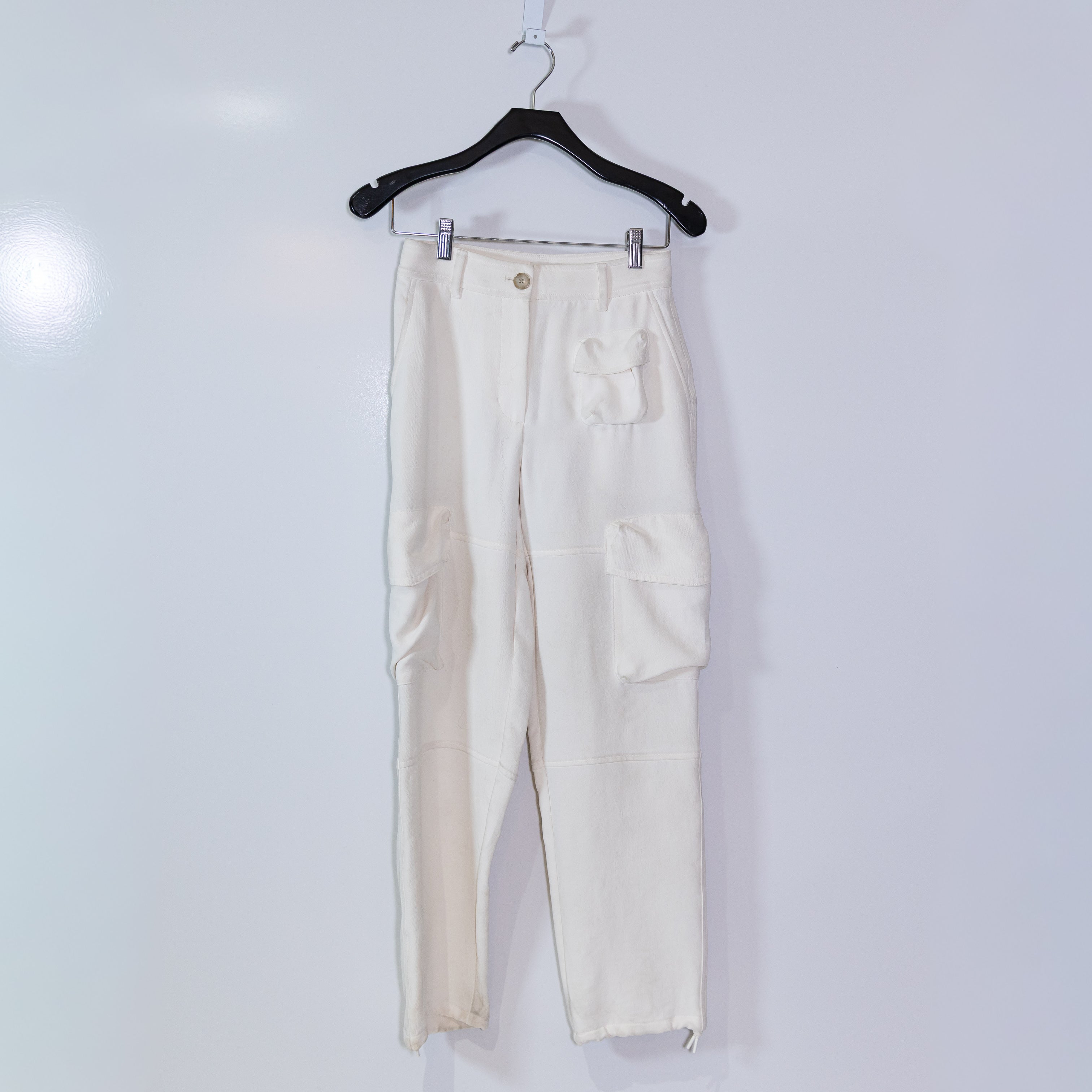 Wilfred Aritzia Project Cargo High Rise Crepe Cargo Trouser Pants Light Birch 0