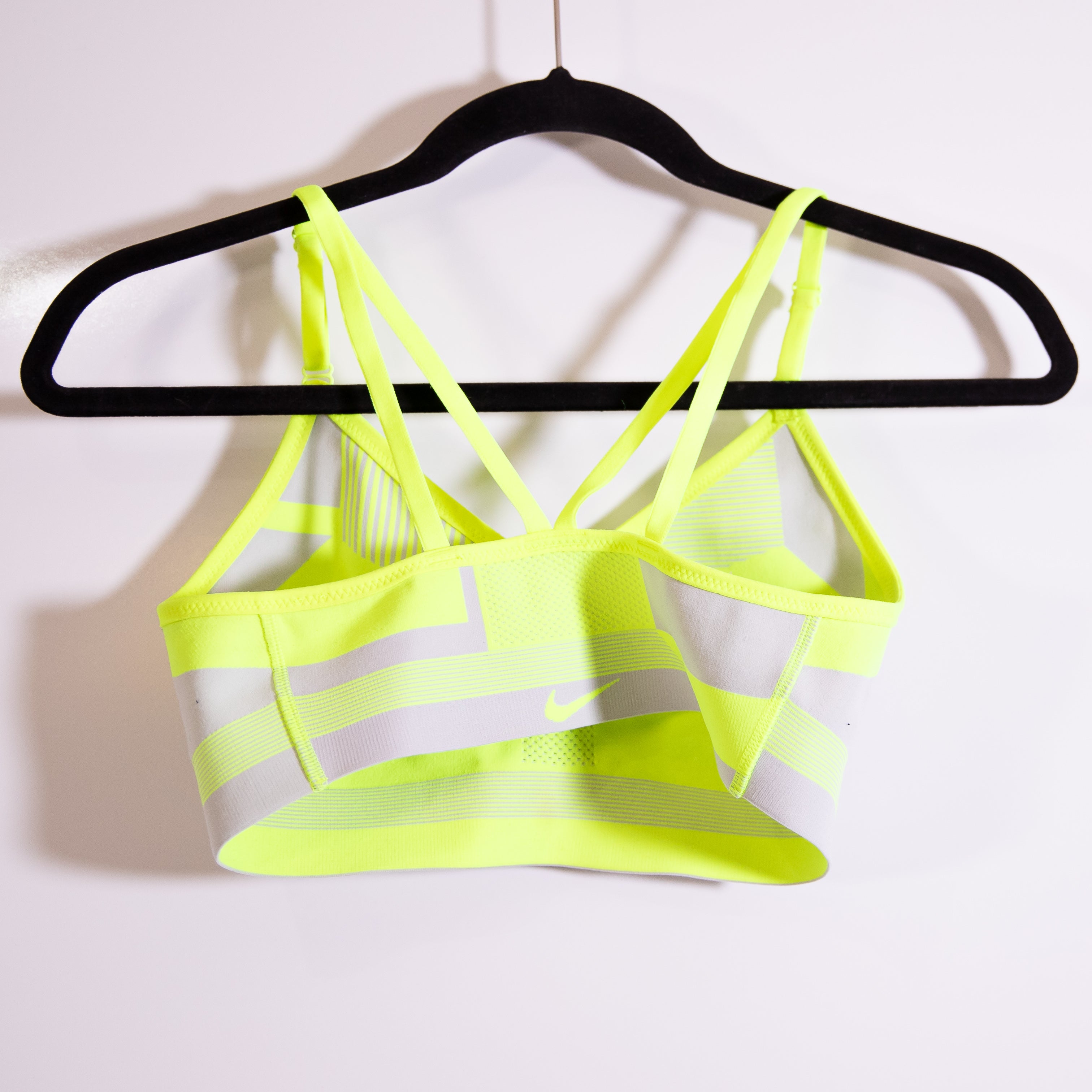 Nike Women's Flyknit Indy Athletic Work Out Sports Bra Vast Grey &amp; Volt Small