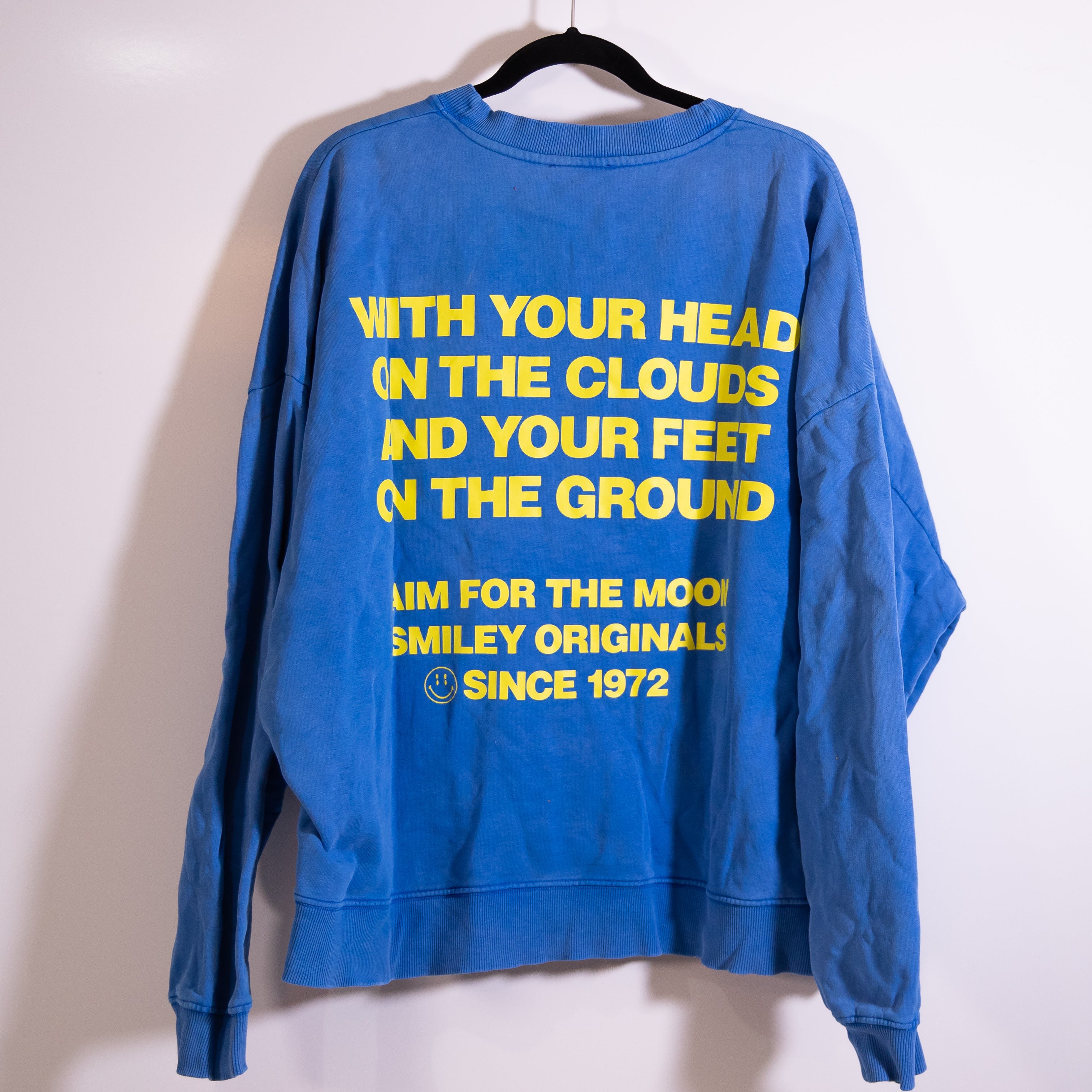 Zara Smiley Originals Cotton Fleece Lined Graphic Print Crew Neck Sweatshirt L