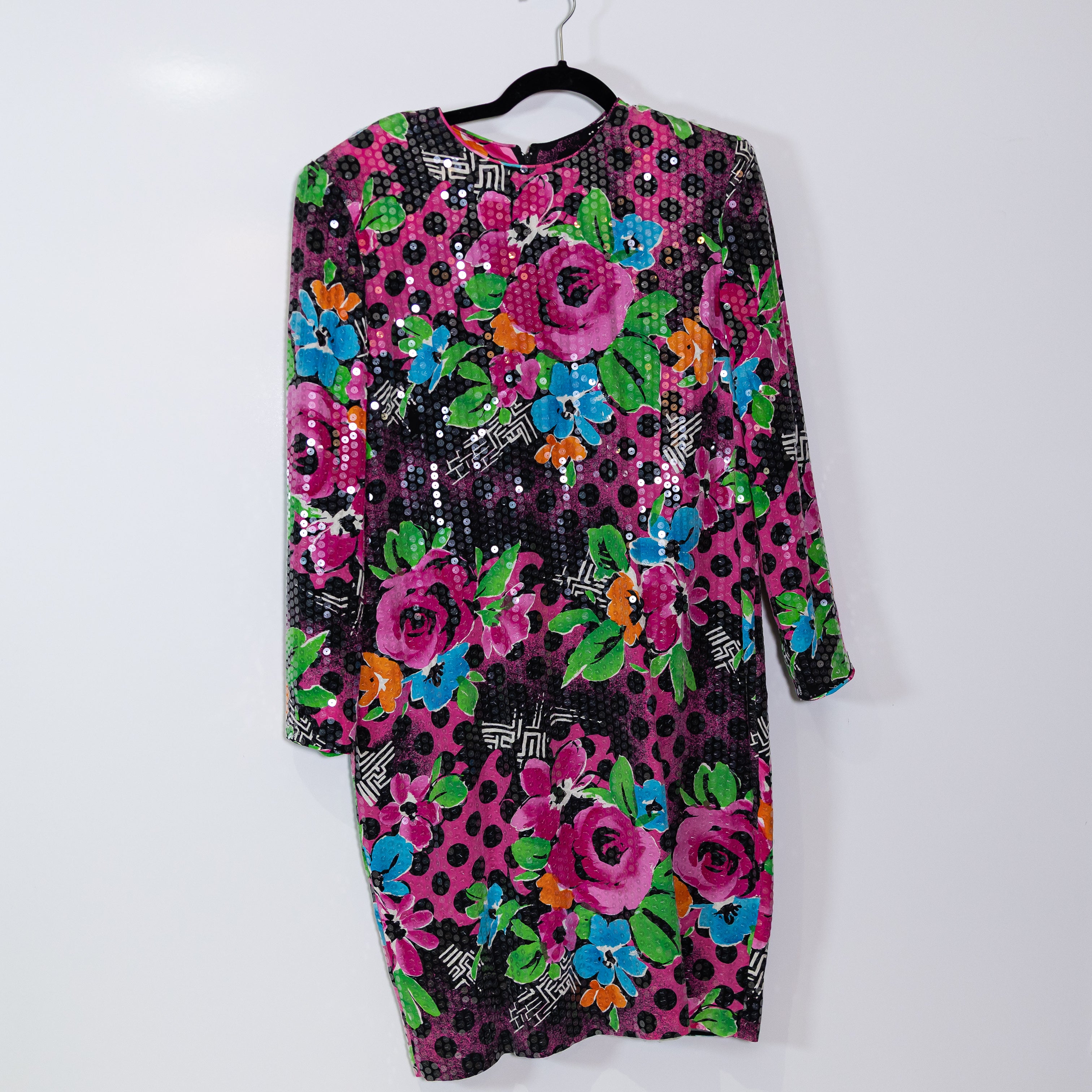 Rickie Freeman For Teri Jon Nites Vintage Sequin Embellished Party Printed Dress