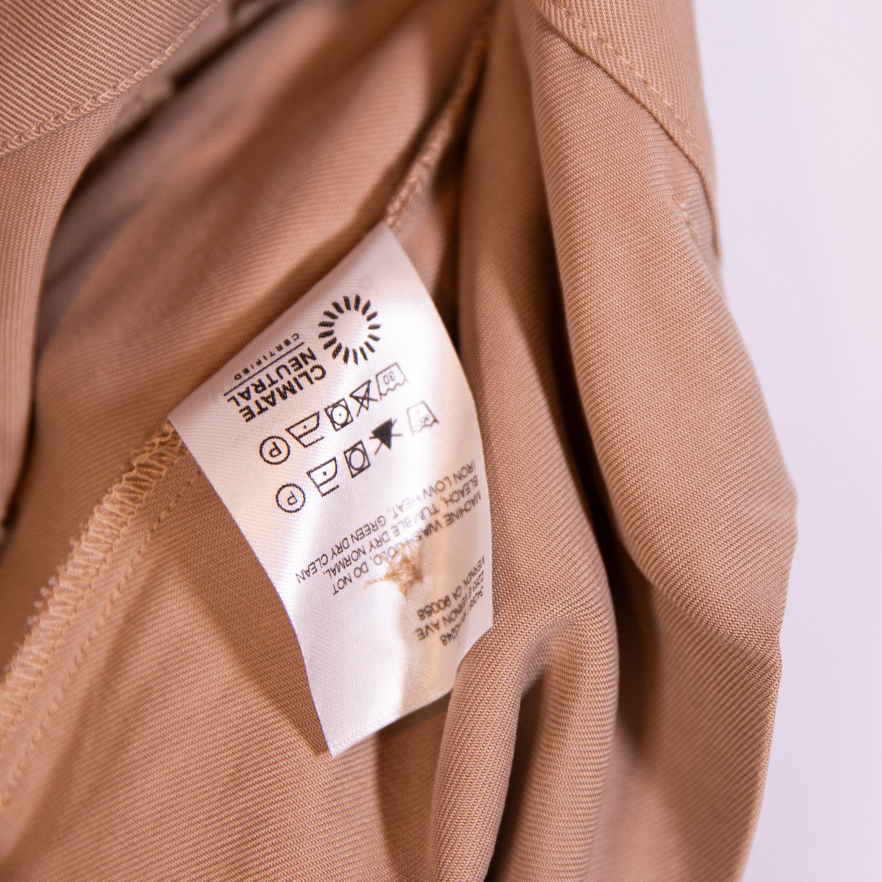 Reformation Mason High Waisted Straight Leg Front Pleated Trouser Pants Khaki 8P