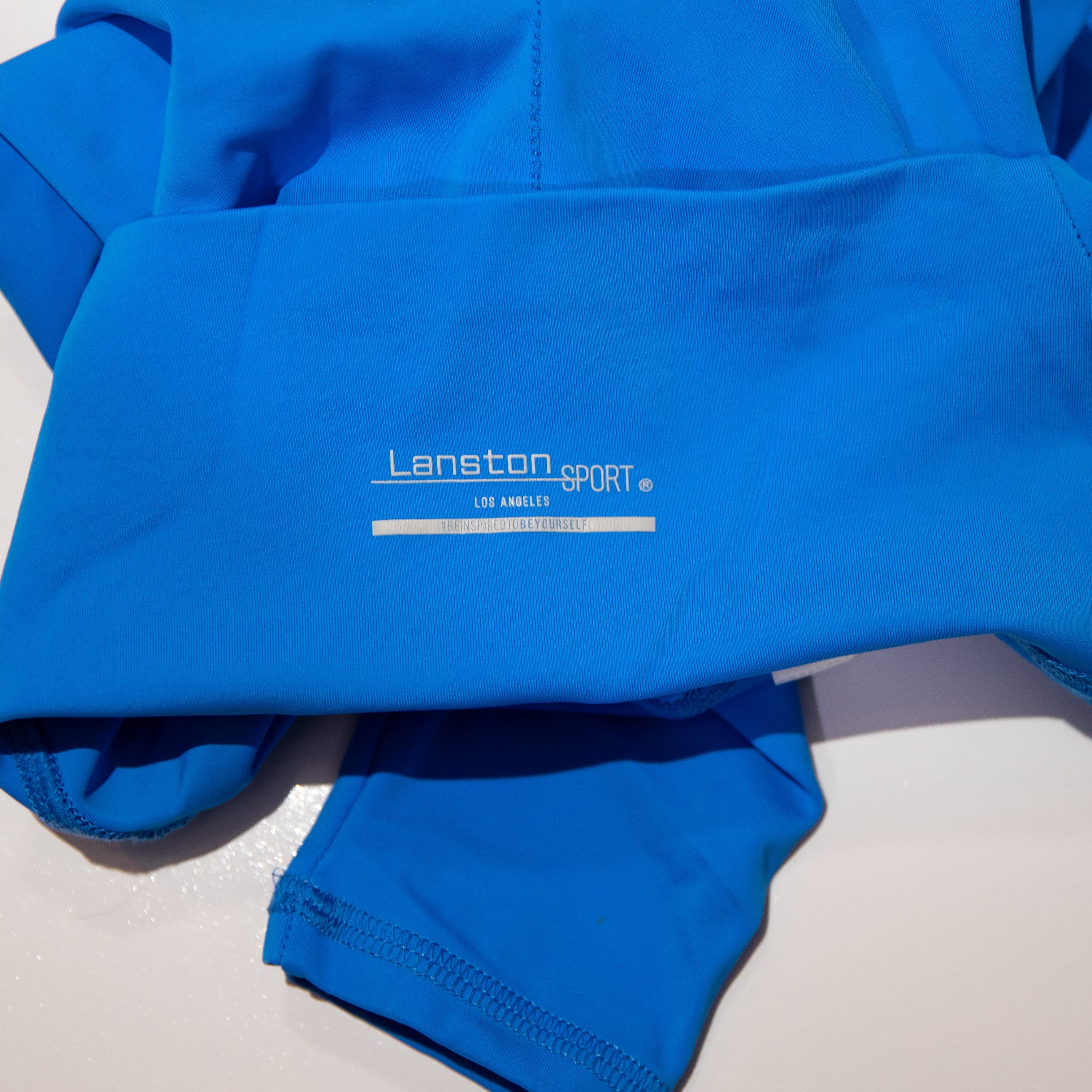 Lanston Sport Athletic Work Out High Rise Training Leggings Pants Solid Blue XS