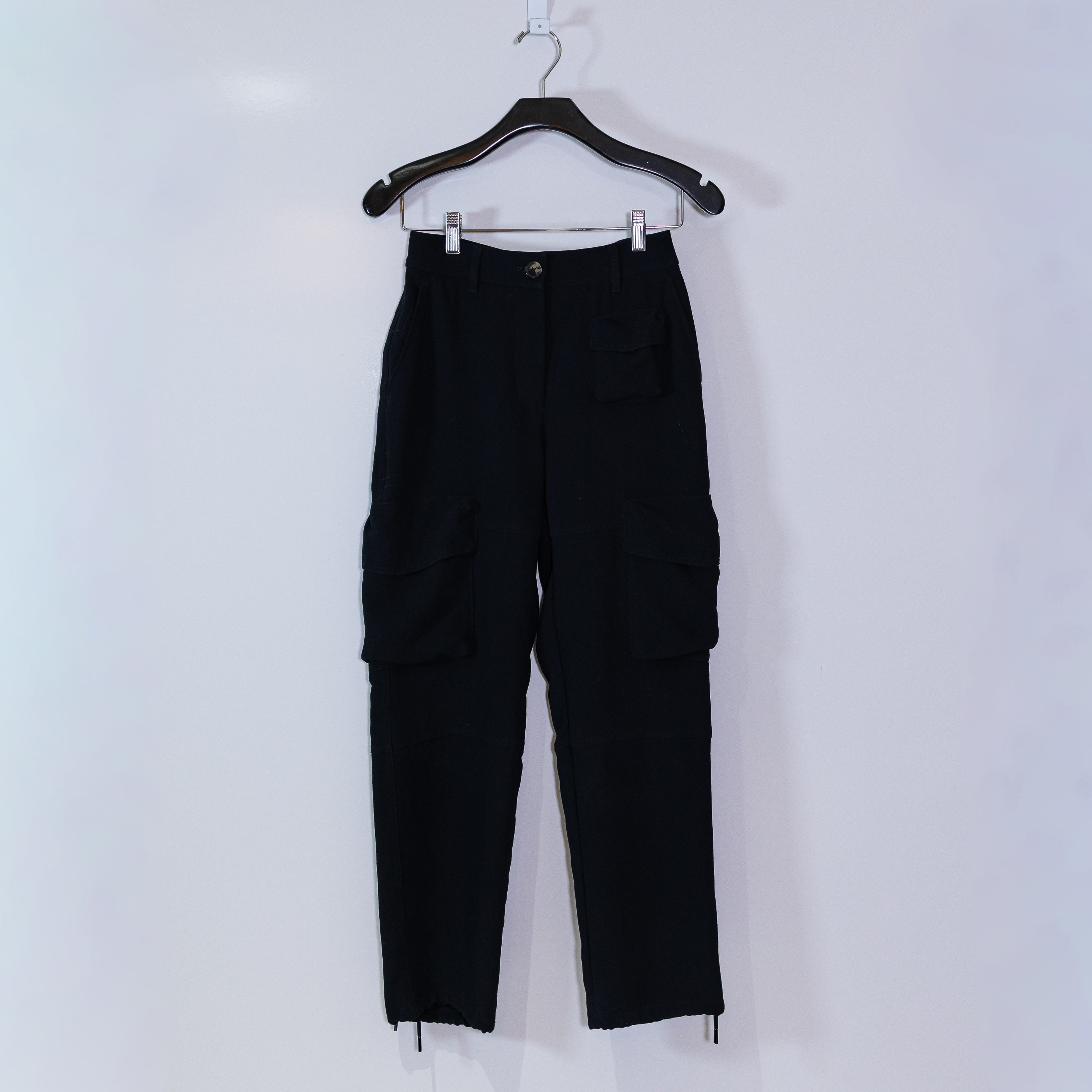 Wilfred Aritzia Project Cargo High Rise Crepe Cargo Trouser Pants Black 0