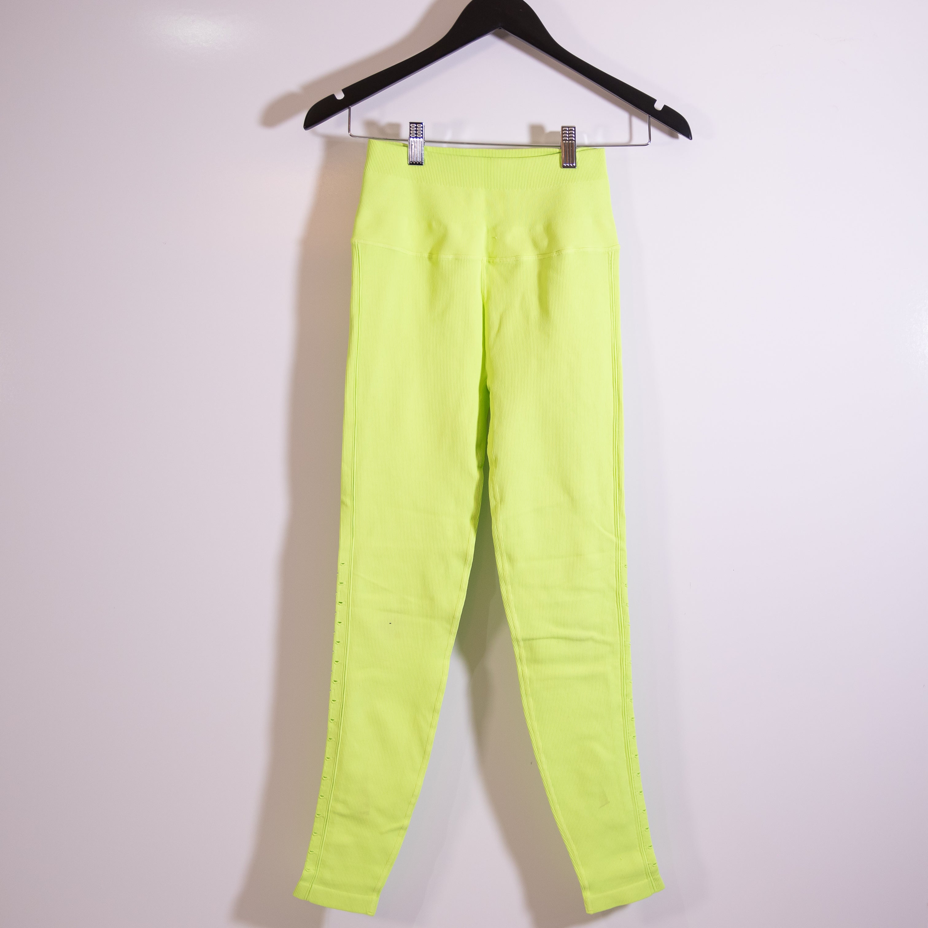 Spiritual Gangster Self Love Ribbed Perforated High Rise Athletic Leggings Neon