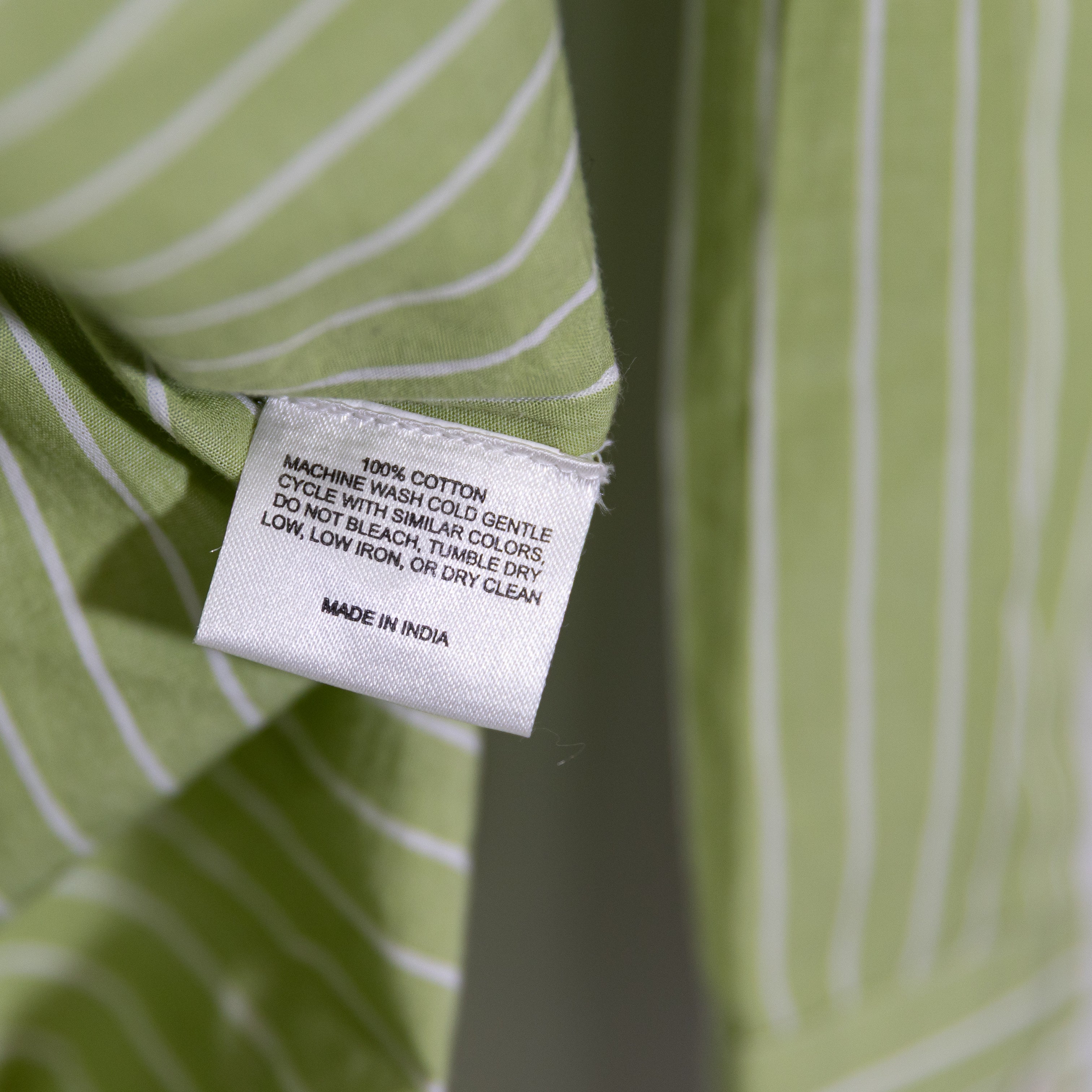 Kerri Rosenthal Mia Stripe Ruffle Collar Button Down Cotton Shirt Top Green M