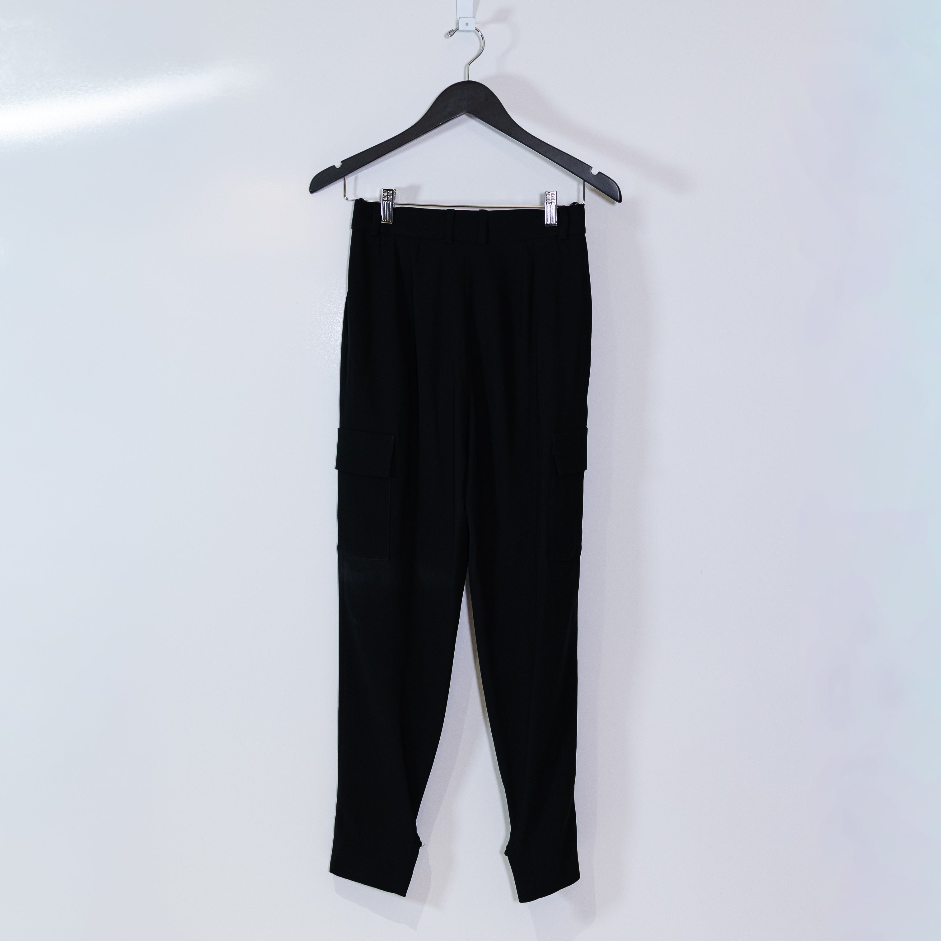 Babaton Aritzia Refined Cargo High Waisted Crepe Trouser Pants Black 0