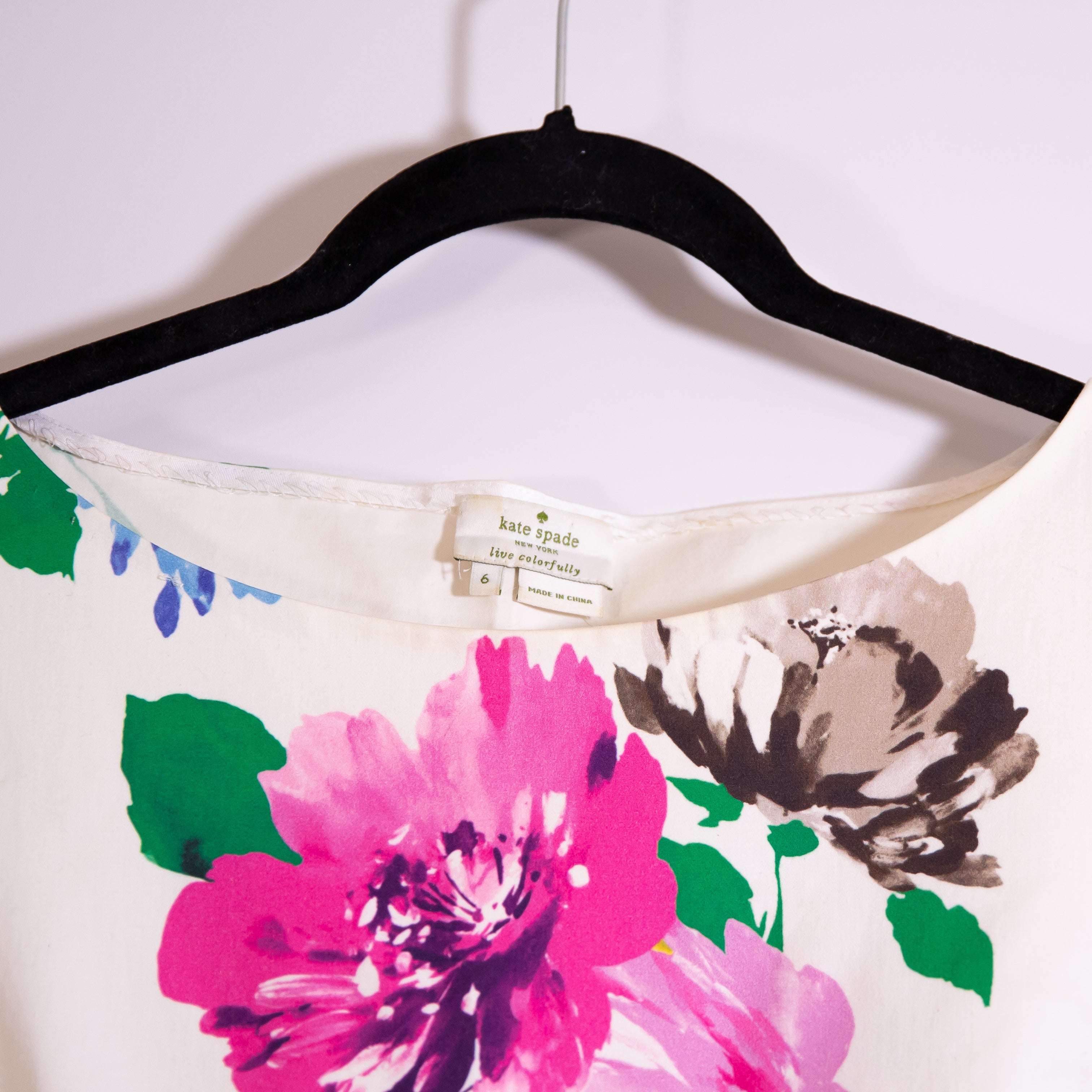 Kate Spade Thalia Cotton Stretch Poplin Peplum Sleeveless Floral Blouse Shirt 6