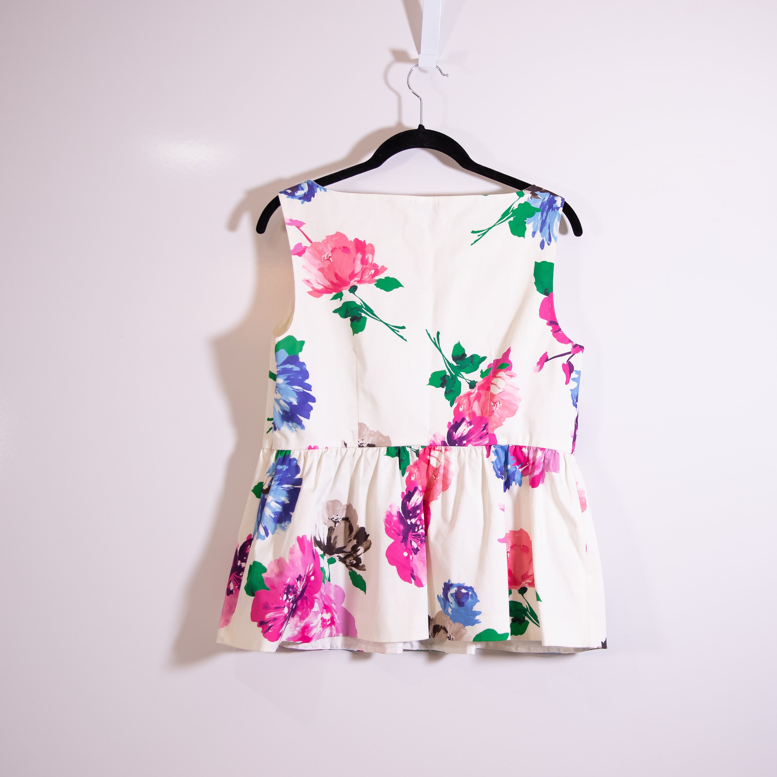 Kate Spade Thalia Cotton Stretch Poplin Peplum Sleeveless Floral Blouse Shirt 6