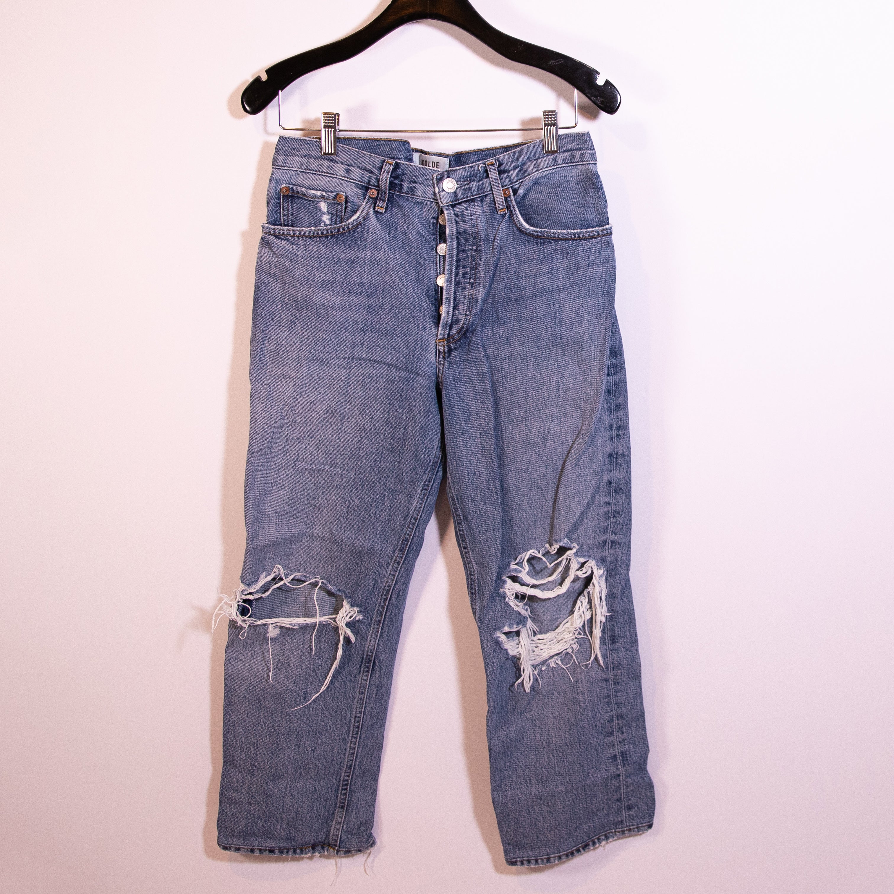 Agolde Women's Lana Organic Cotton High Waisted Straight Leg Denim Jeans Blue 28