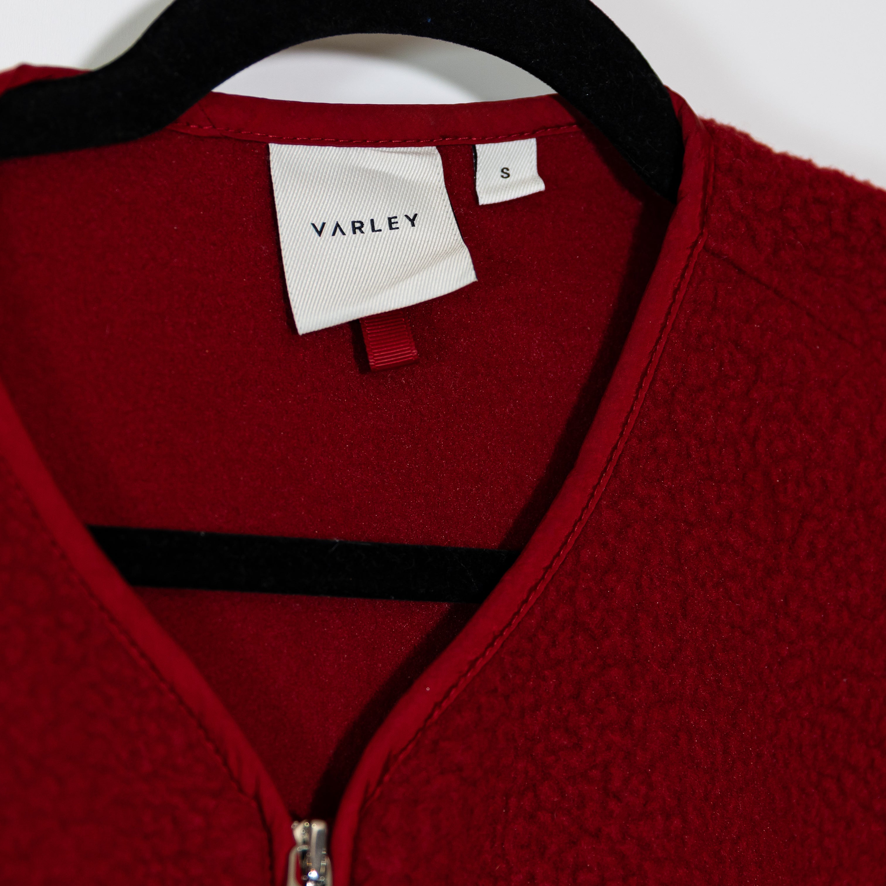 Varley Women's Marina Collarless Fleece Lightweight Full Zip Jacket Red Dahlia S
