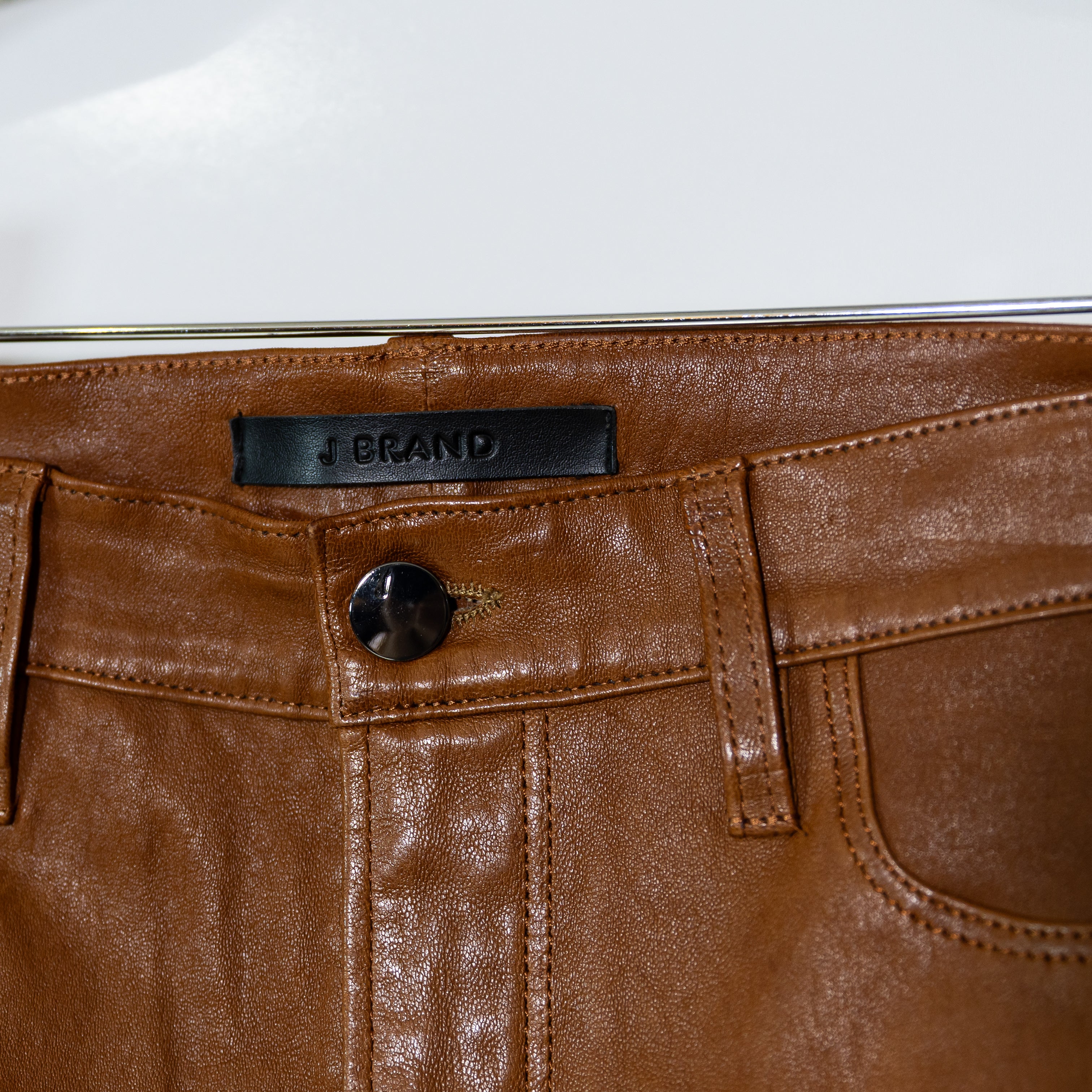 J Brand Genuine Leather Mid Rise Pencil Skirt Brown Tan 27 *CUSTOMIZED