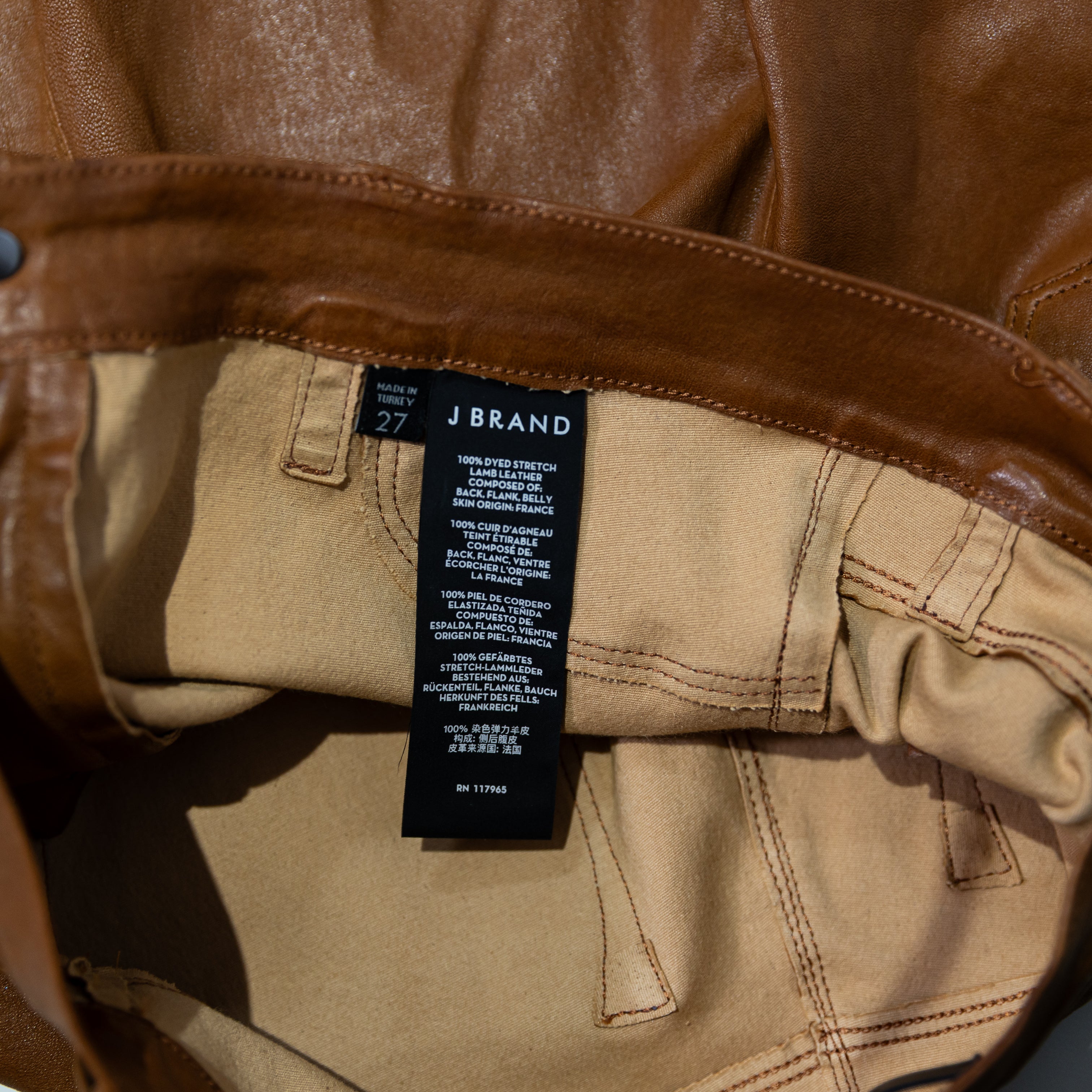 J Brand Genuine Leather Mid Rise Pencil Skirt Brown Tan 27 *CUSTOMIZED