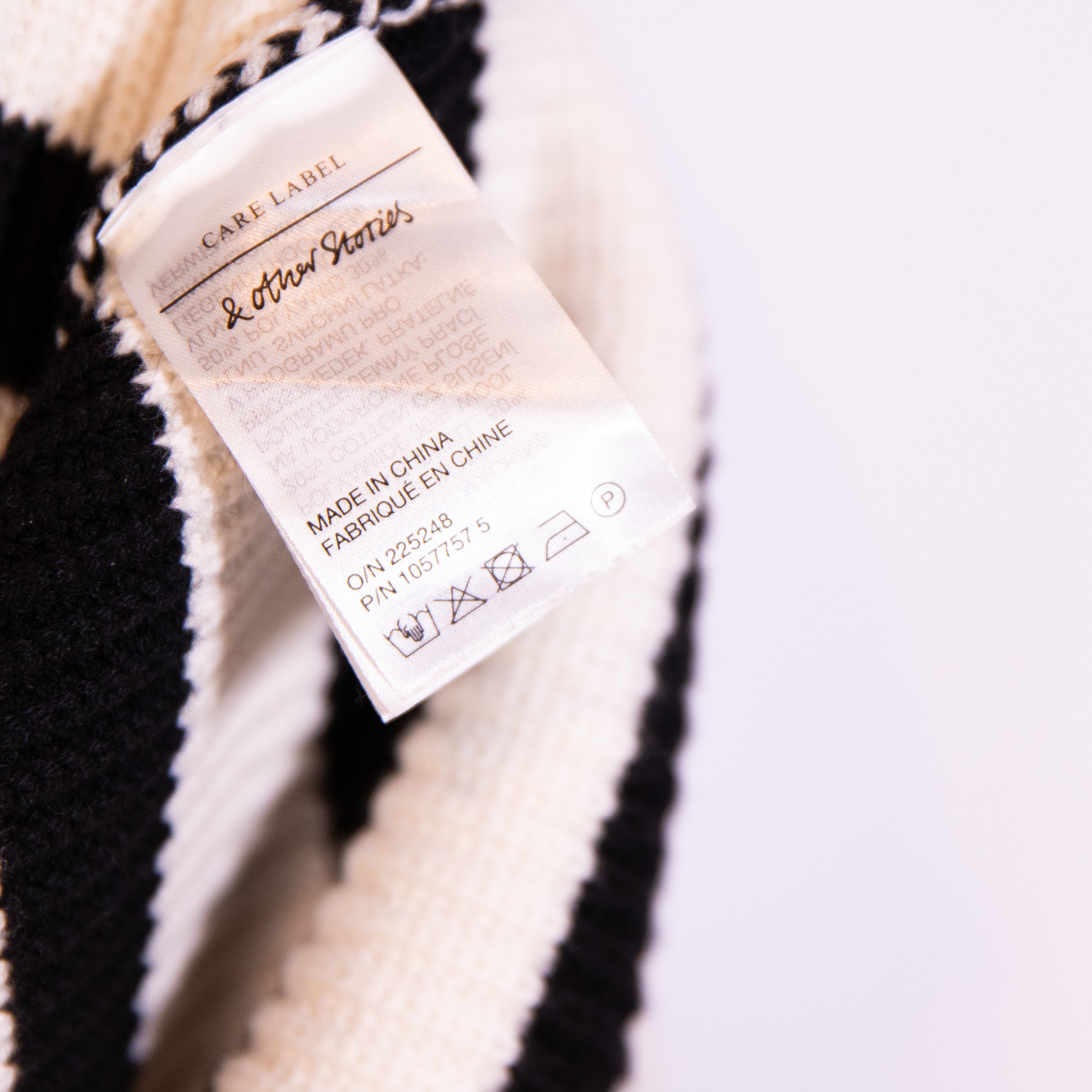 & Other Stories Cotton Wool Knit Stretch Crew Neck Stripe Print Pullover Sweater